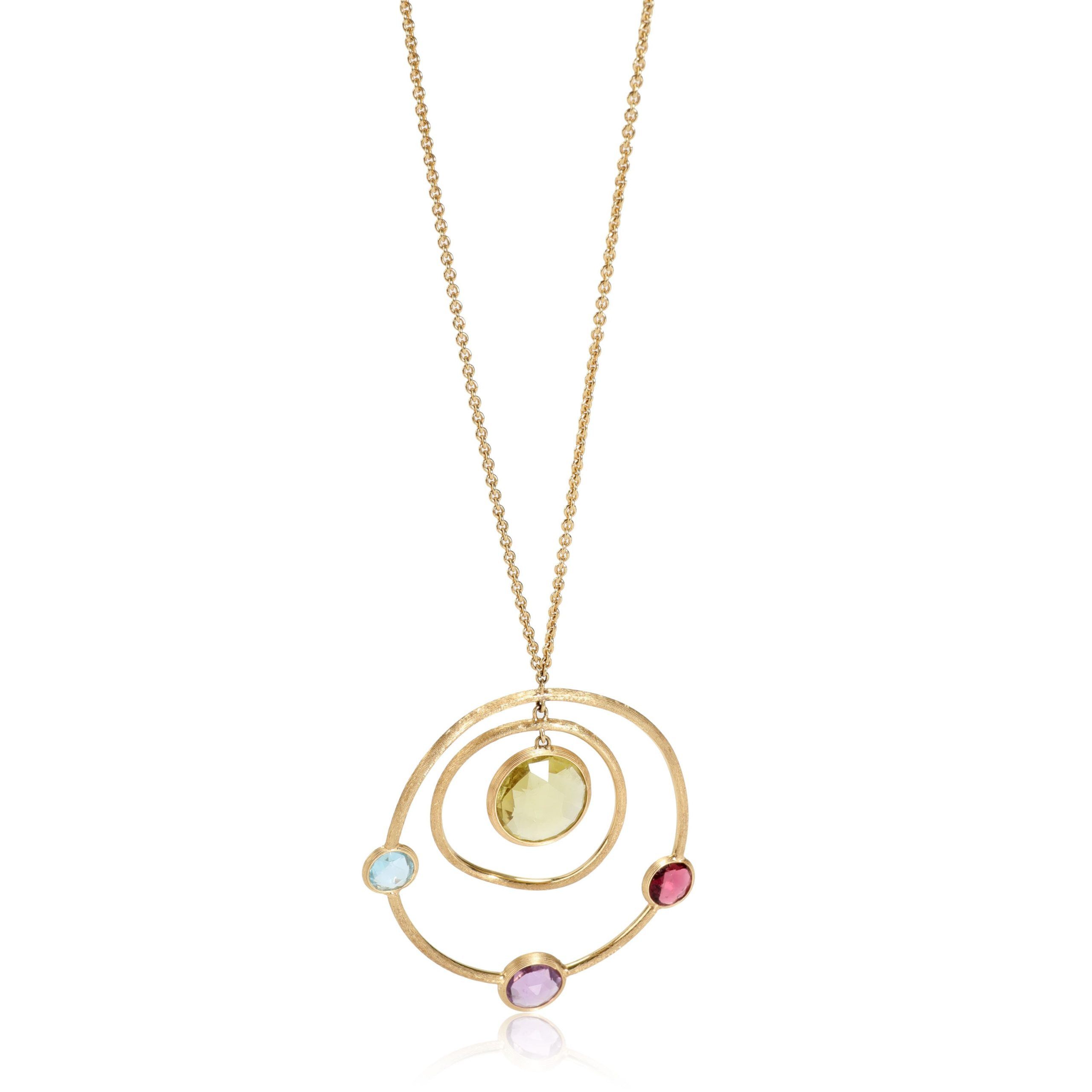 Marco Bicego Jaipur Mixed Gemstone Circle Pendant in 18K Yellow Gold