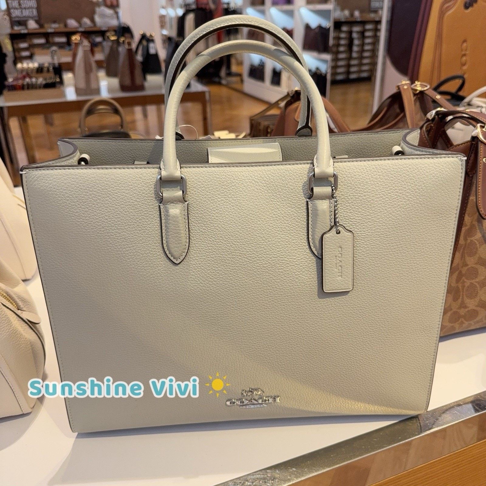 NWT Coach Maggie Tote Bag Leather CY666 Light Pistachio