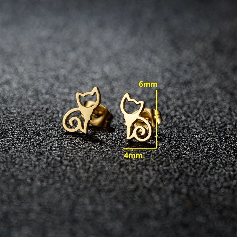 Jewelry Cute Cat Mini Stud Earrings Charm Earring Gift Size ONE SIZE - 2 Thumbnail