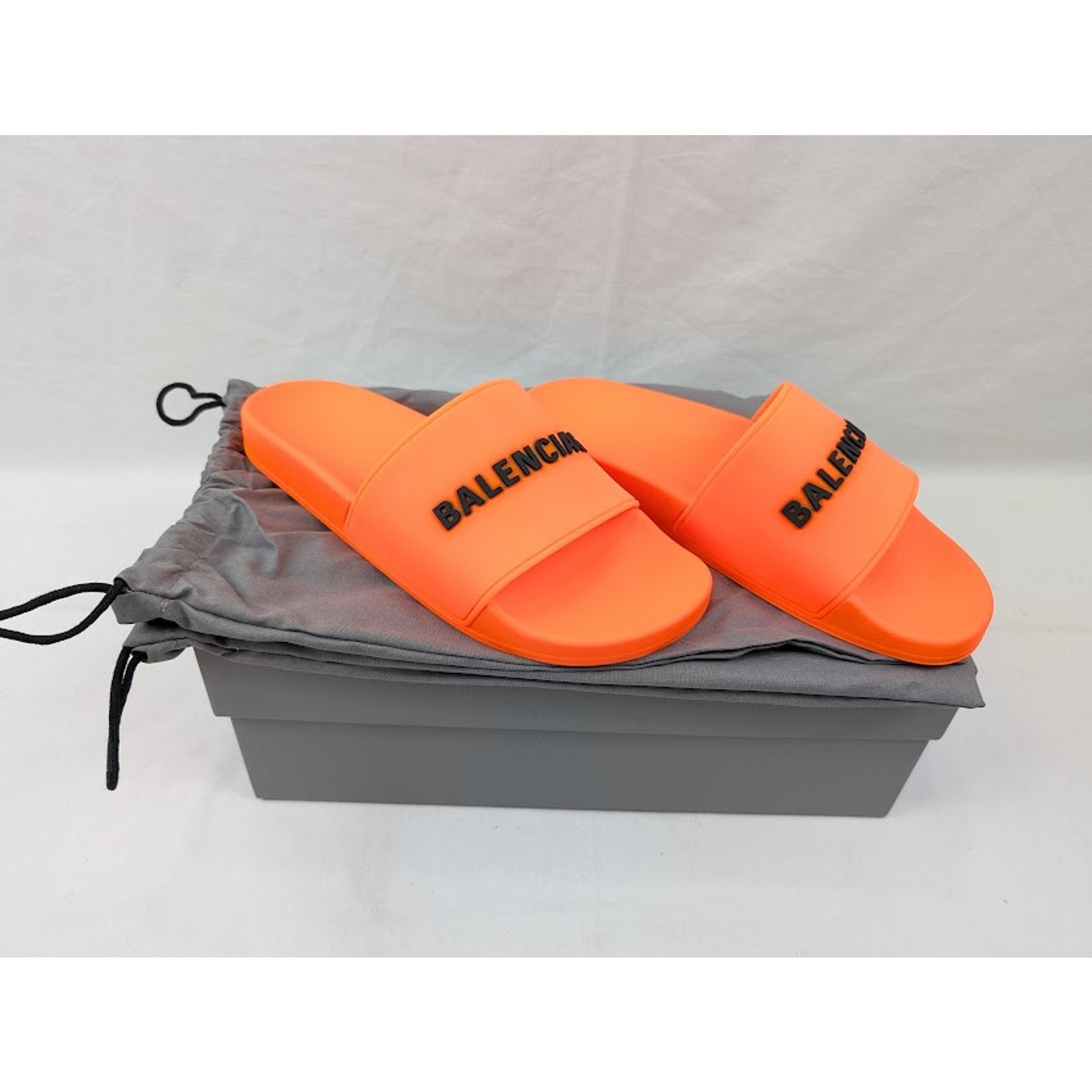 Balenciaga o1rshd1 Smooth Rubber Pool Logo Slide in Orange/Black Size US 9 / EU 42 - 20 Thumbnail