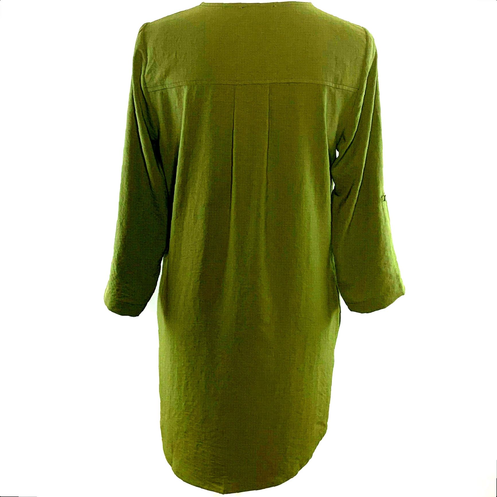 Olive Entro Womens S Tunic Top Button-Up 3/4 Sleeve Olive Green Blouse Dress Size S / US 4 / IT 40 - 4 Thumbnail