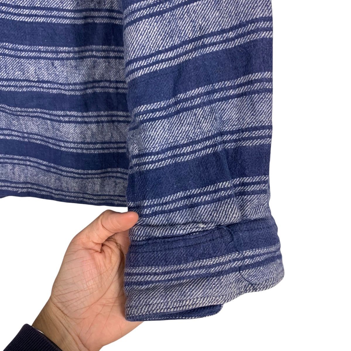 Vintage 90's RECIPRO Blue Stiped Flannel Jacket #2779-C125 Size US L / EU 52-54 / 3 - 9 Thumbnail