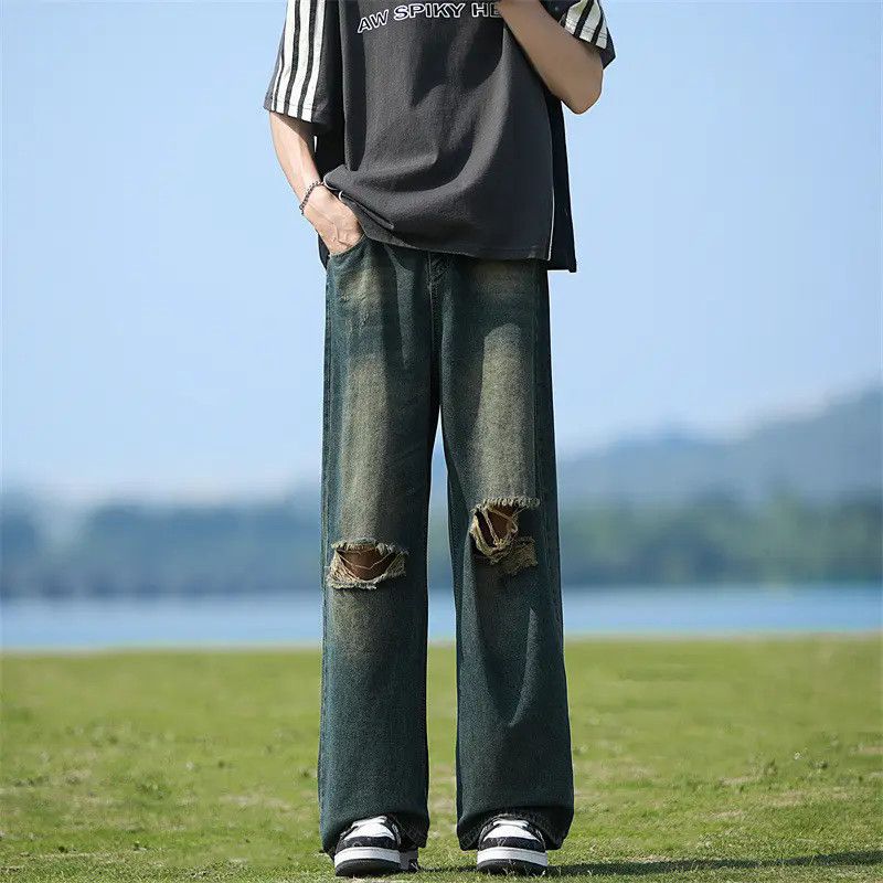 Japanese Brand × Jean Retro loose straight leg casual ripped jeans Size US 32 / EU 48 - 6 Thumbnail