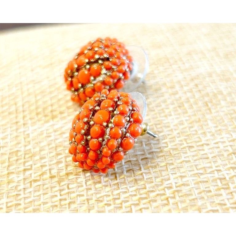 J.Crew J.Crew Beaded Round Orb Stud Earrings in Orange Size ONE SIZE - 2 Thumbnail