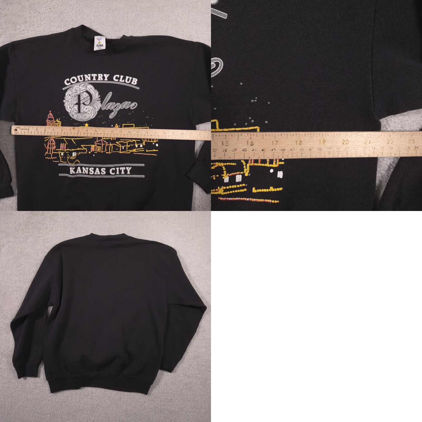 Vintage VINTAGE Artex Sweatshirt Mens L Black City Theme Kansas City 90s Graphic Print Crew Neck Pullover Size US L / EU 52-54 / 3 - 8 Thumbnail