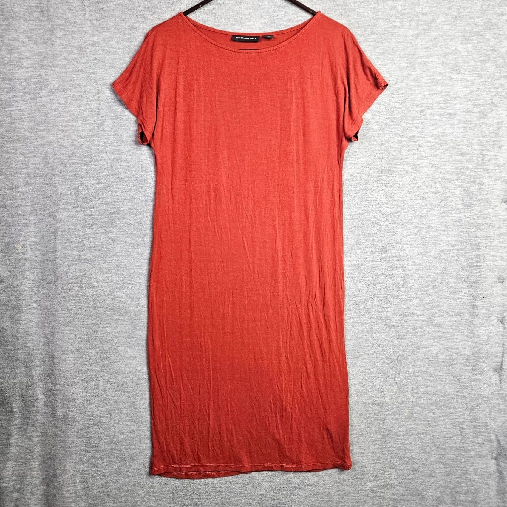 Vintage Something Navy Rust Midi Dress Size XXS Short Sleeve Women’s Minimal Size 24" / US 00 / IT 34 - 2 Thumbnail