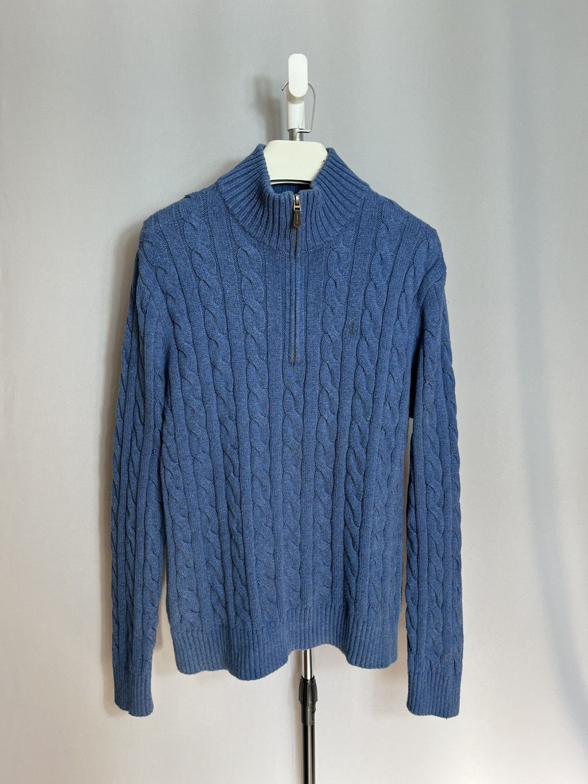 Polo Ralph Lauren Polo Ralph Lauren Half Zip 1/4 Cable Knit Sweater Blue Mens Size US L / EU 52-54 / 3 - 1 Thumbnail