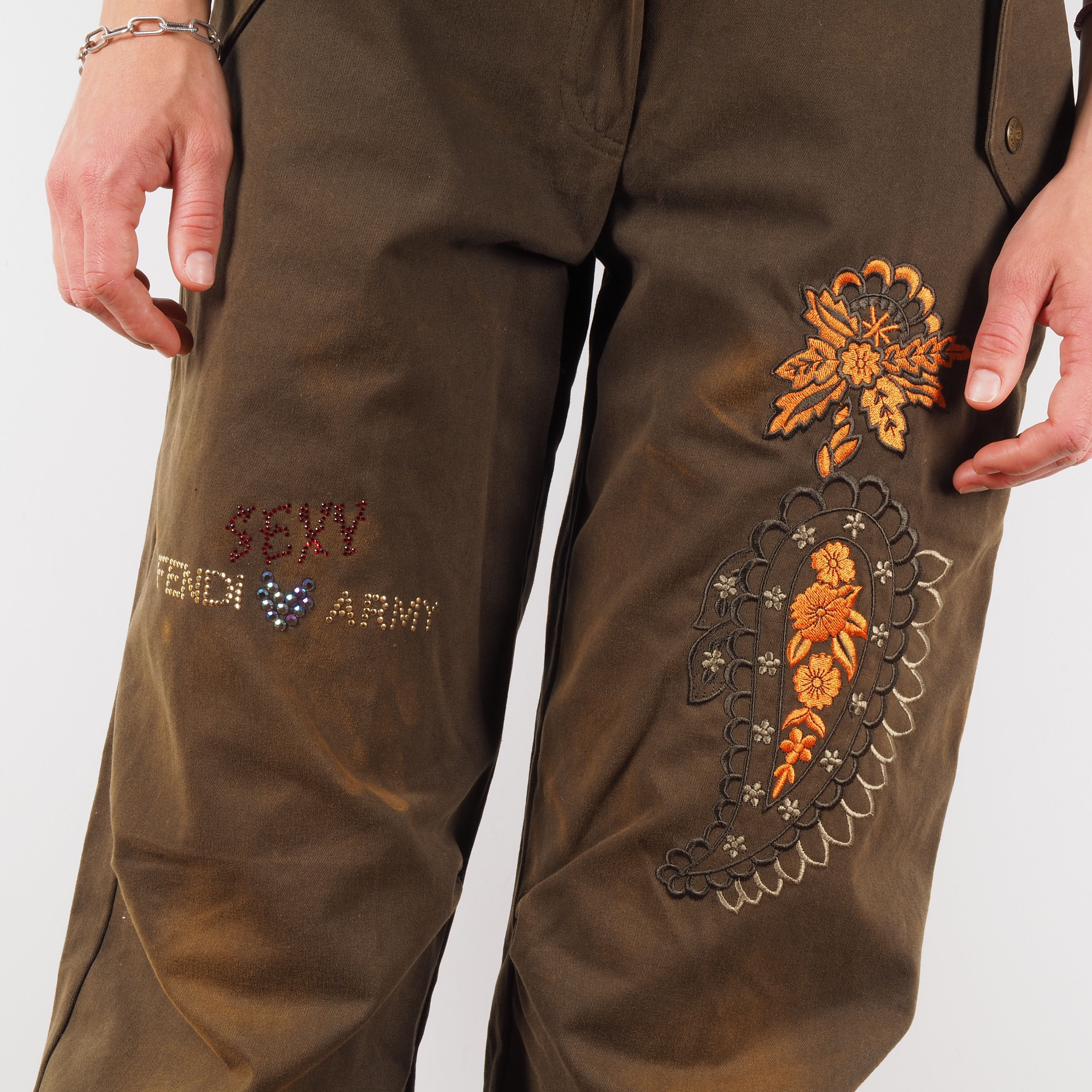 Fendi × Vintage FENDI Sexy Army Vintage Embroidery Cargo Trousers Pants Size 27" / US 4 / IT 40 - 3 Thumbnail