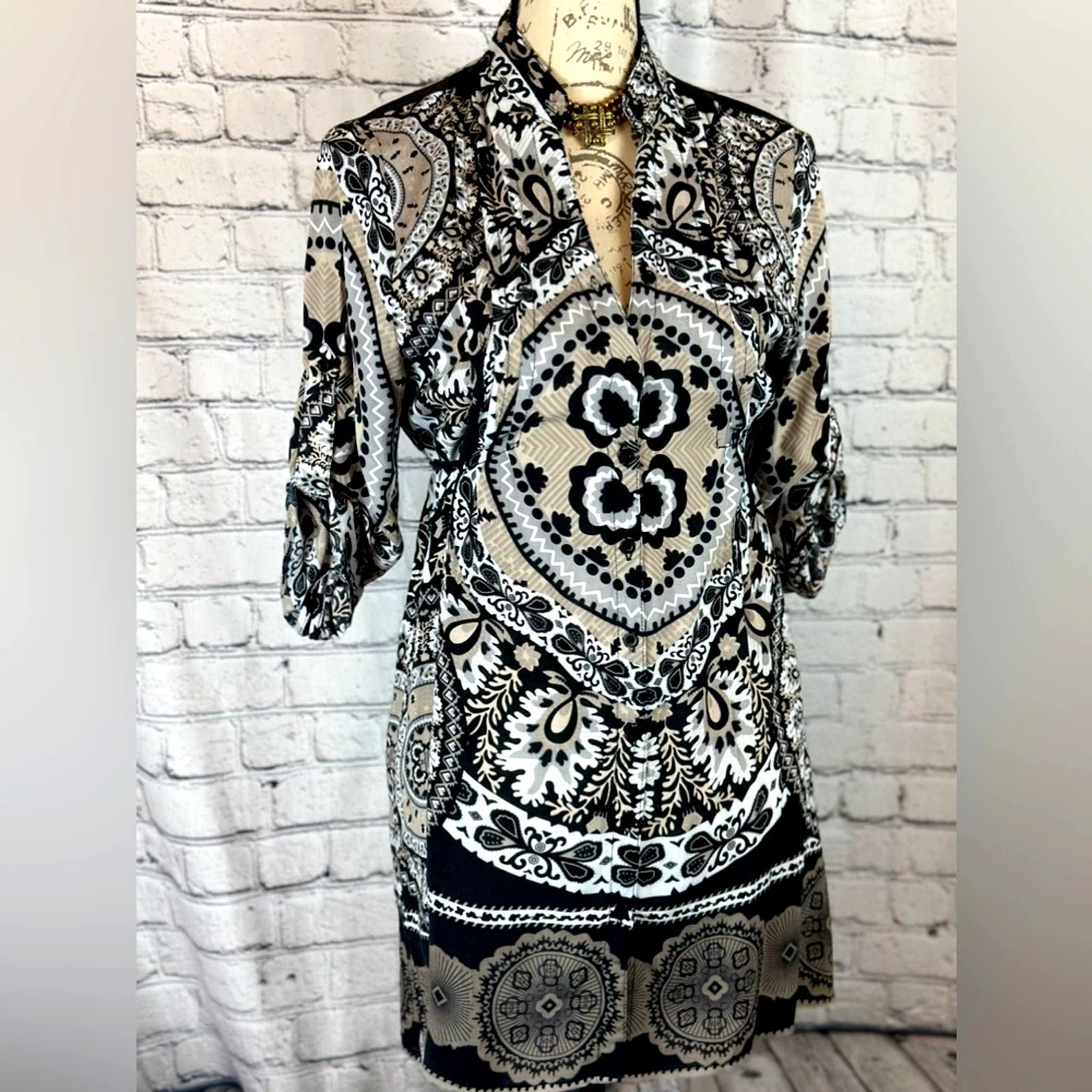 Other Paisley Shirt/Dress Chinese Collar Ties Under Bust Brown L Size L / US 10 / IT 46 - 3 Thumbnail