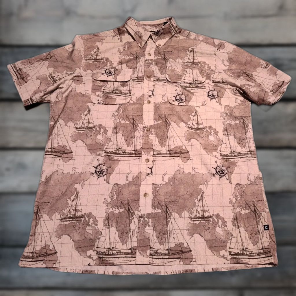 Chaps Chaps Nautical Map Shirt Mens L Short Sleeve Button Up Vented EUC Size US L / EU 52-54 / 3 - 1 Thumbnail