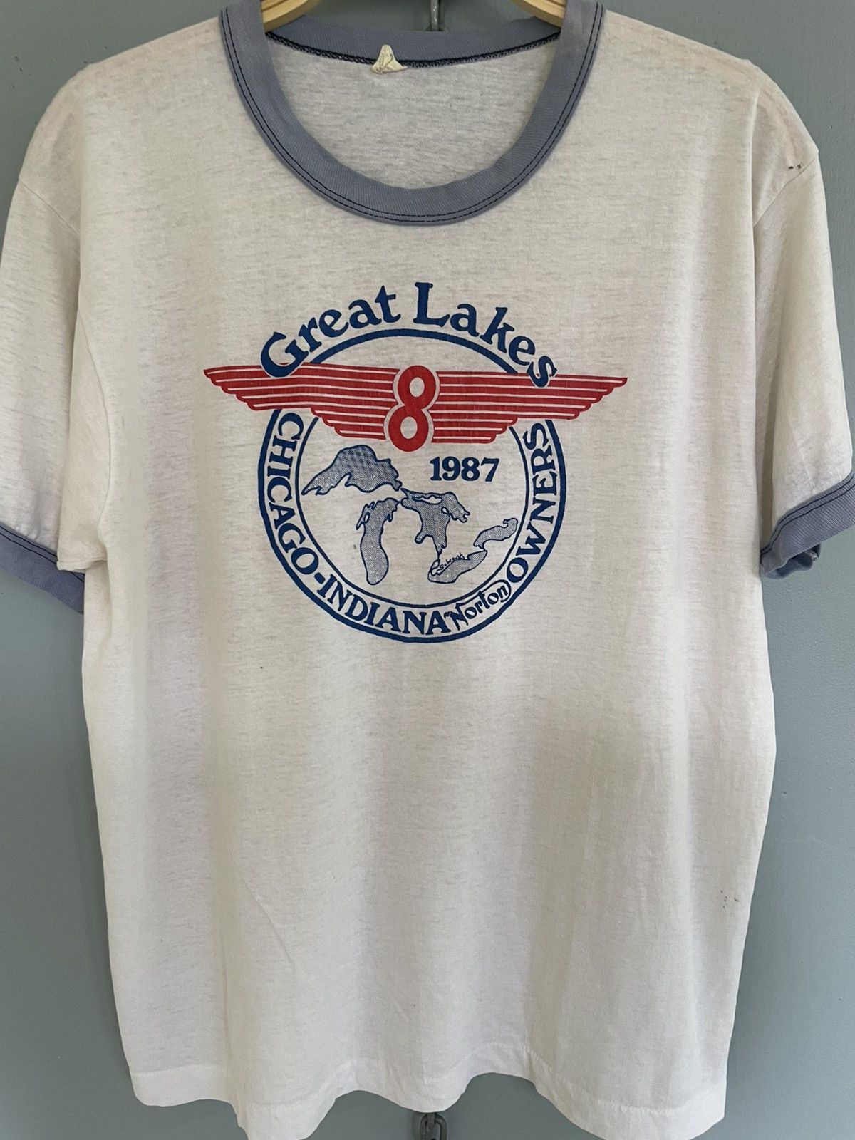 Vintage Vintage 80s Norton motorcycle ringer t shirt Size US L / EU 52-54 / 3 - 3 Thumbnail