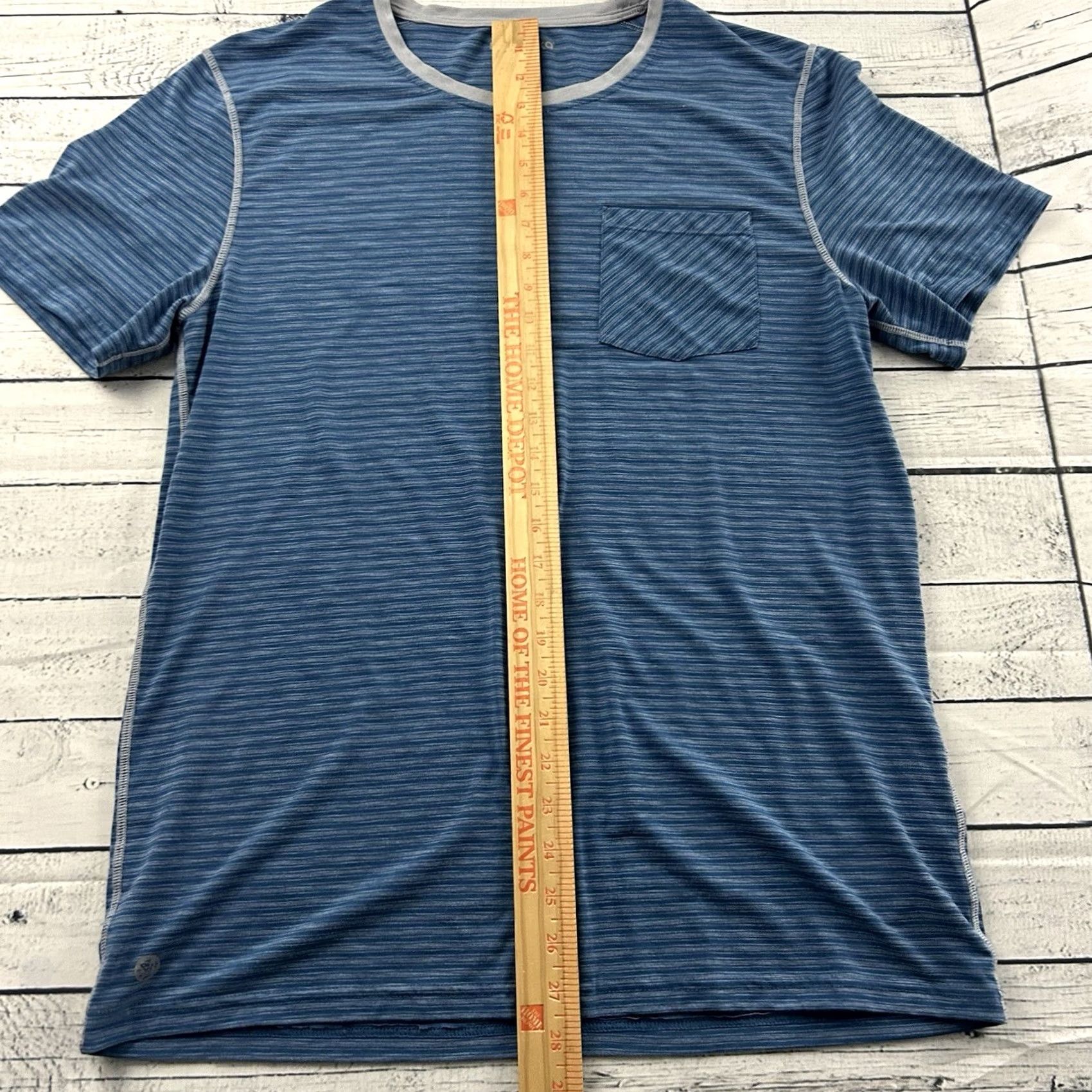 Vintage Manduka Striped Short Sleeve T-Shirt Pocket Blue Men's Large Shirt Size US L / EU 52-54 / 3 - 4 Thumbnail