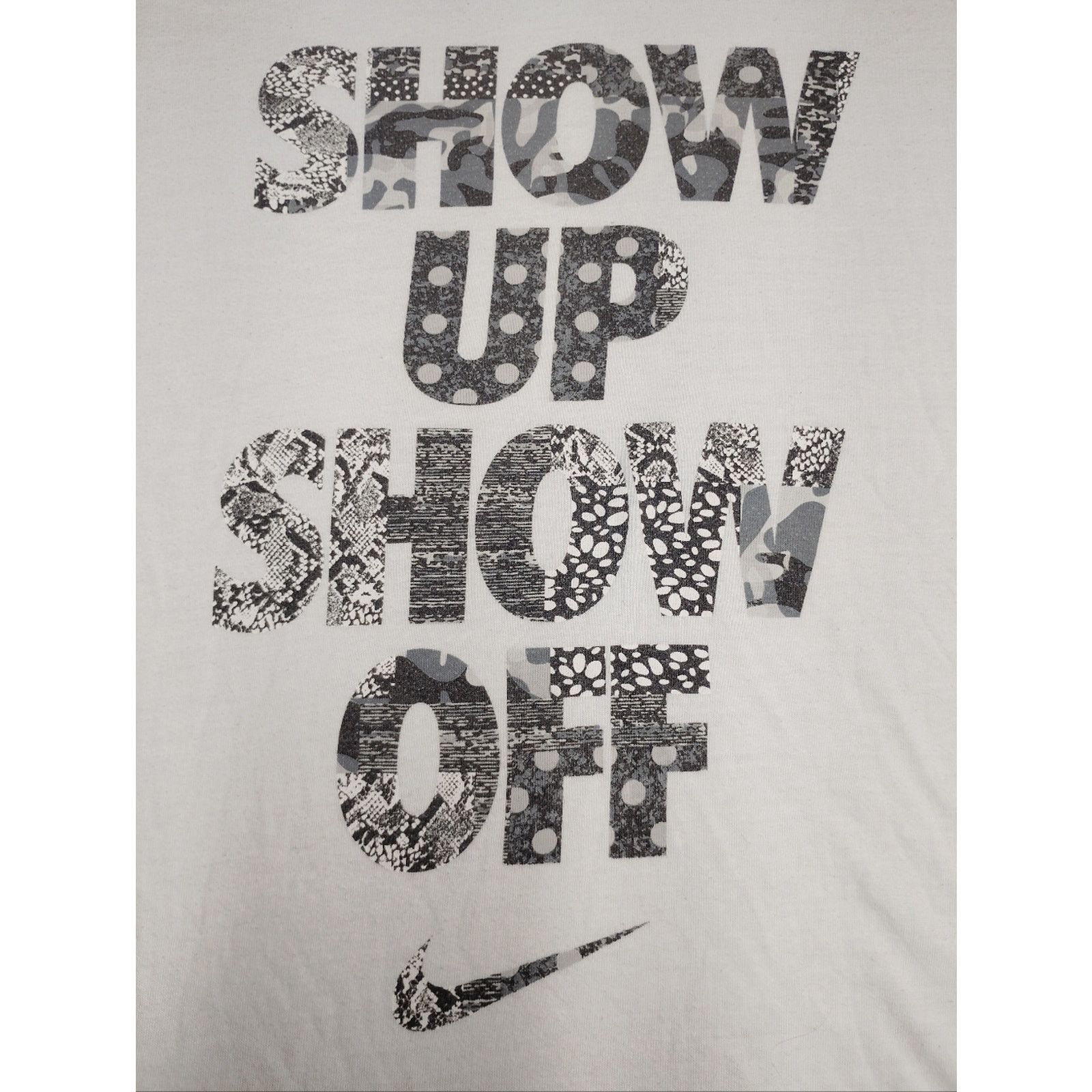 Nike Nike White Tee with Black Patterned SHOW UP SHOW OFF Graphic Size M / US 6-8 / IT 42-44 - 2 Thumbnail