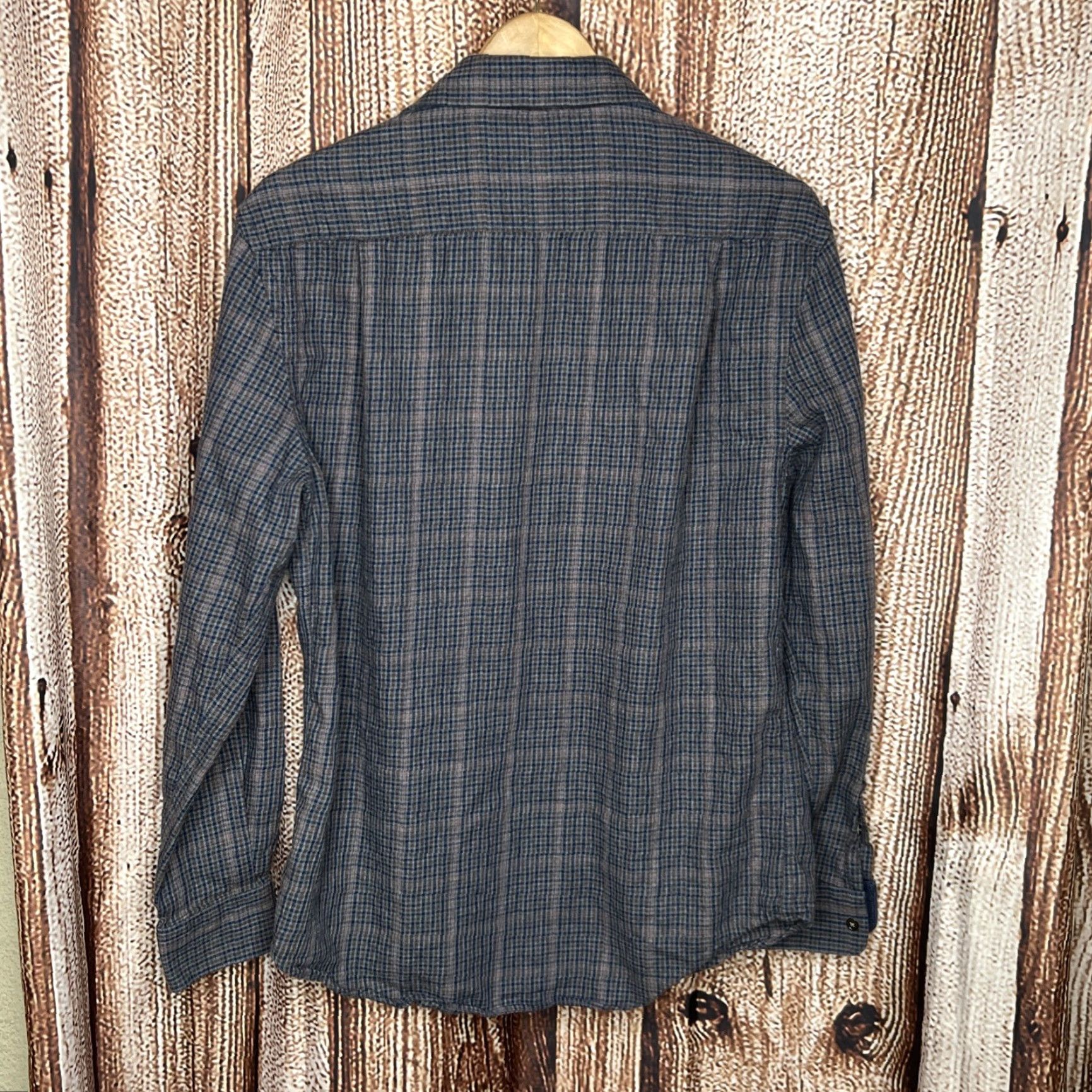 Jos. A. Bank Jos A Bank Reserve Shirt Mens M Brown Blue Tailored Fit Flannel Dress Shirt Size 40R - 3 Thumbnail