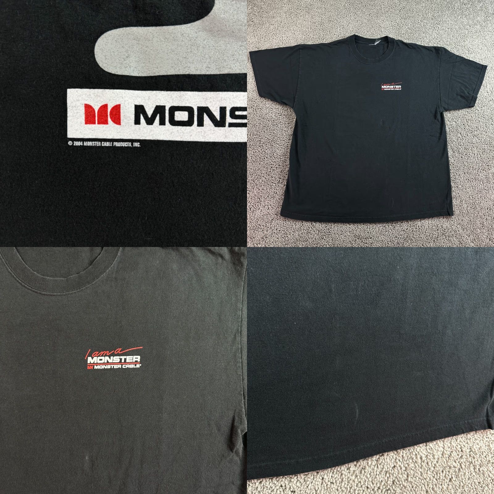 Gildan VINTAGE Monster Cable Shirt Mens 2XL Black White I Am A Monster Audio Shirt 2XL Black Logo Mens Vintage 2000s Size US XXL / EU 58 / 5 - 8 Thumbnail