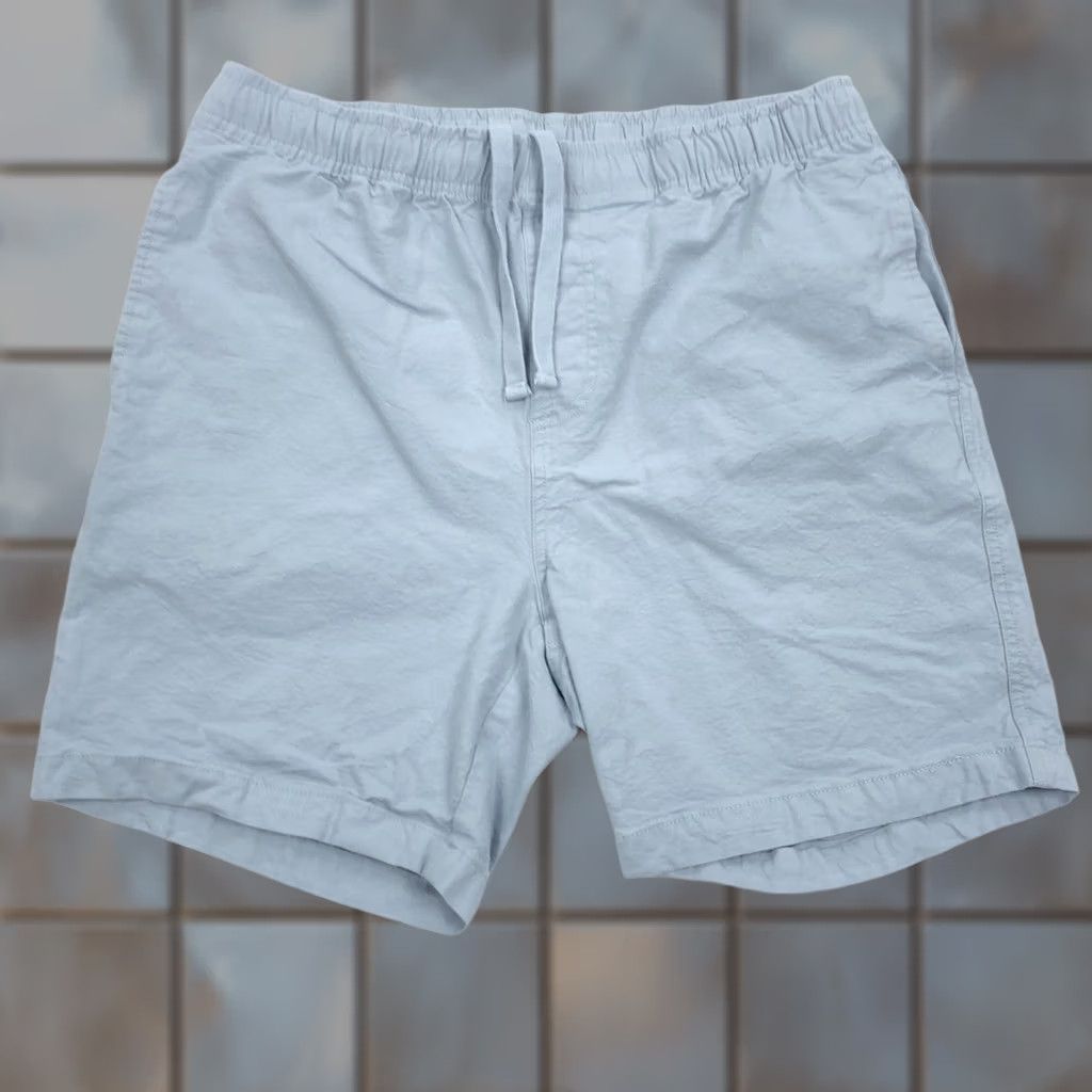 Vintage Free Fly Men's Light Blue Shorts L Canvas Stretch Elastic Waist Casual Activewear 32-36 in Waist Size US 33 - 1 Thumbnail