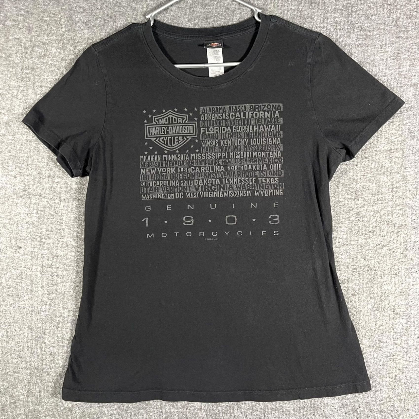 Harley Davidson Harley-Davidson Shirt Womens Large Black Rhinestone Skull Virginia Beach VA Size L / US 10 / IT 46 - 2 Thumbnail