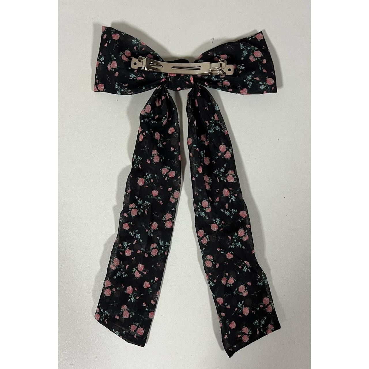 Japanese Brand × Vintage Black Pink Rose Floral Hair Bow Clip Fashion Accessory 🎀 Size ONE SIZE - 4 Thumbnail
