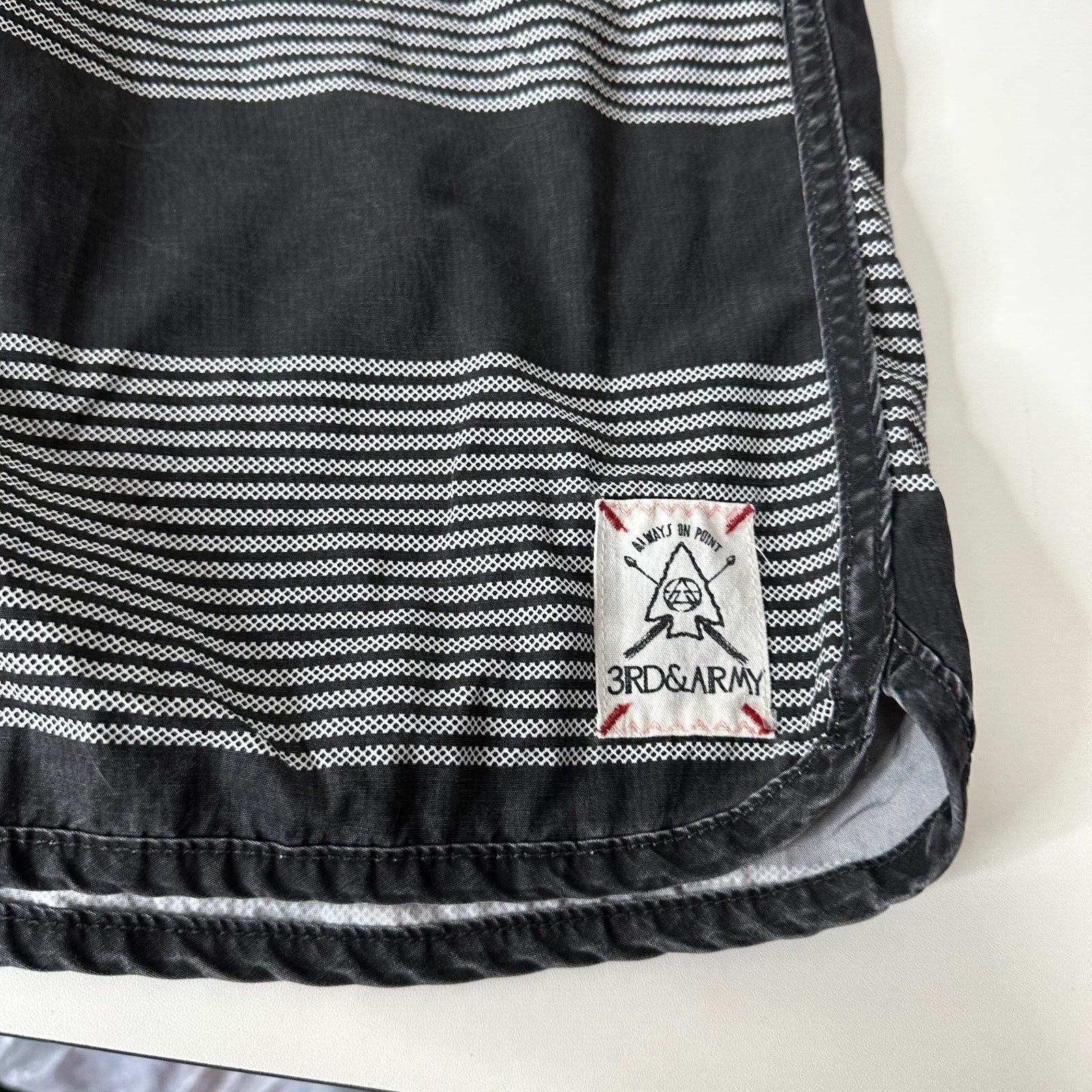 Other 3rd & Army Mens Black & White Stripe Tie Waist Pocket Short Size US 30 / EU 46 - 2 Thumbnail
