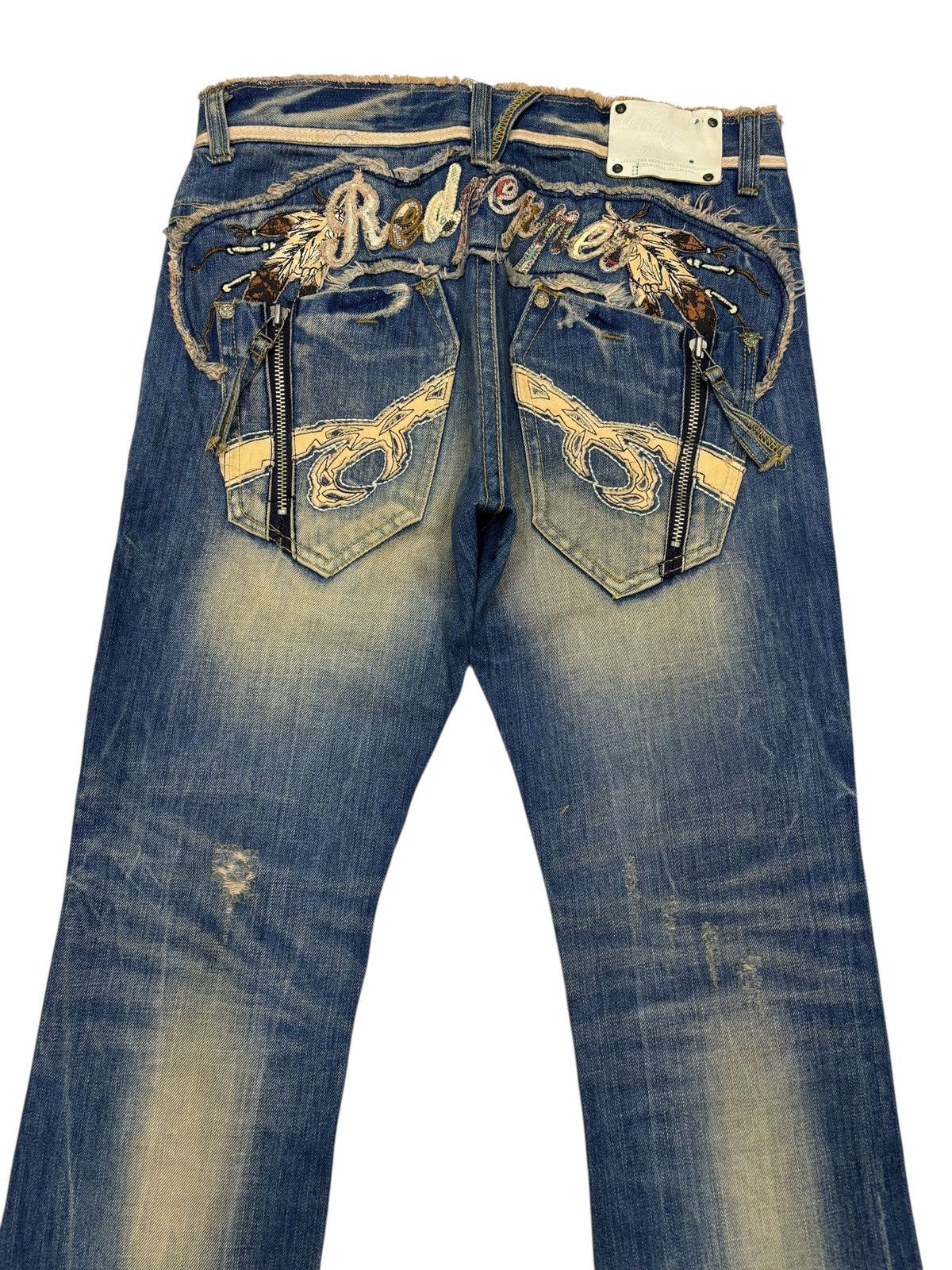 If Six Was Nine 🔥RED PEPPER Rusty Mud Wash Flared Jean Distressed Denim Size US 32 / EU 48 - 2 Thumbnail