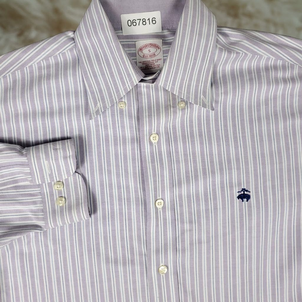Brooks Brothers Brooks Brothers Shirt Mens Small Purple Striped Regent Button Up Long Sleeve Size US S / EU 44-46 / 1 - 1 Thumbnail