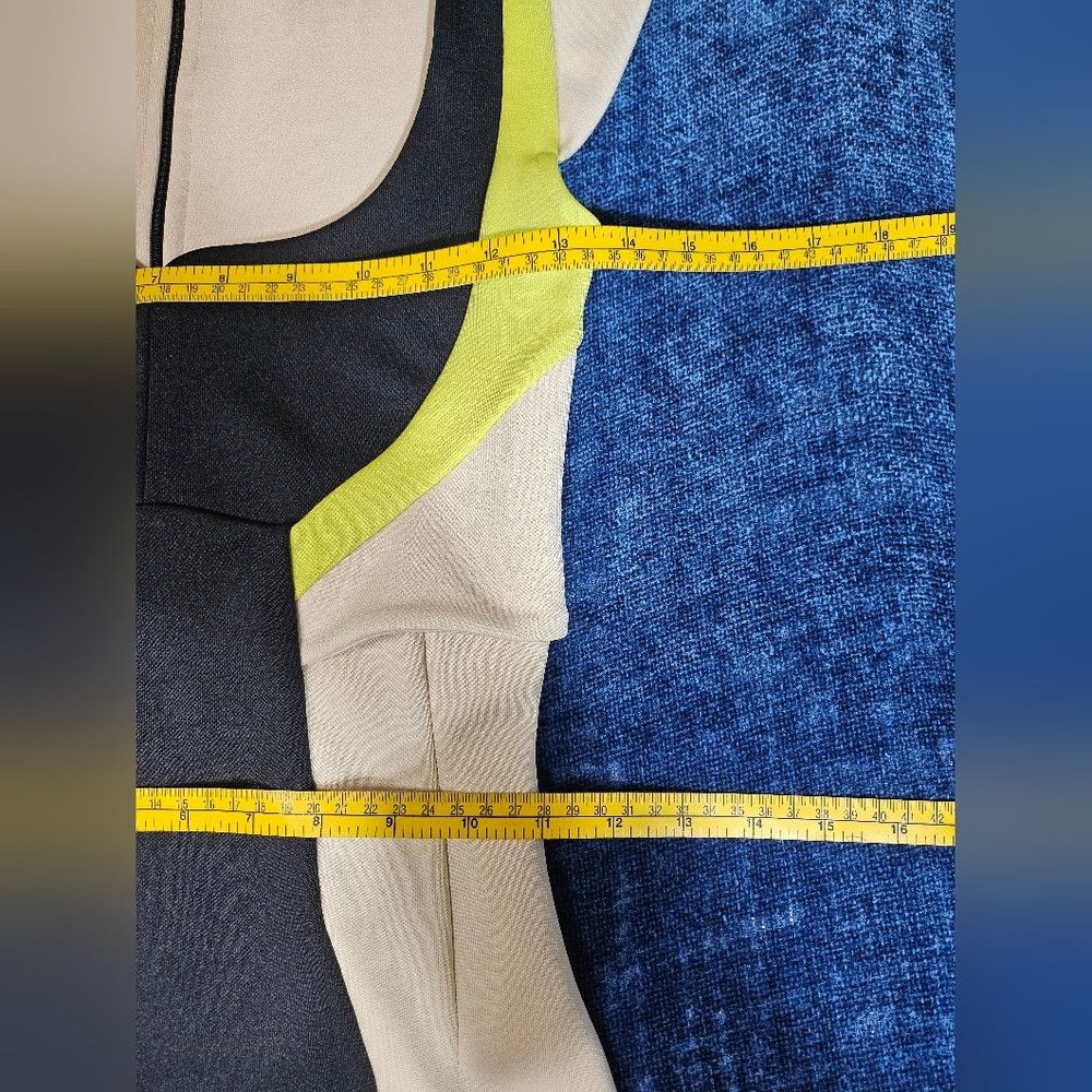 French Connection French Connection Cream Navy Blue Lime Green Dress 4 Size S / US 4 / IT 40 - 4 Thumbnail