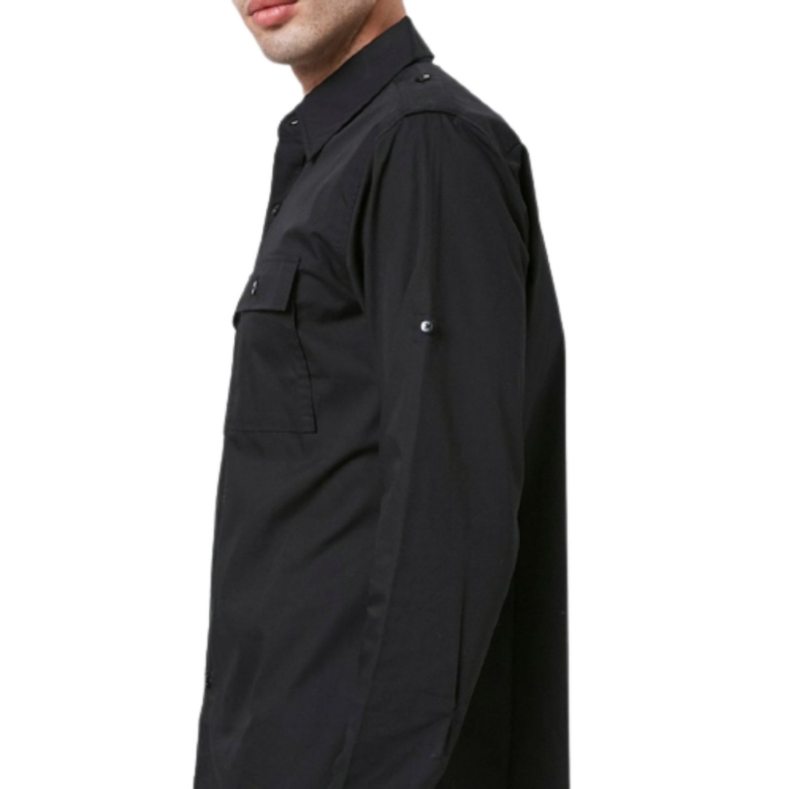 Other BLACK ☆ FRONT FLAP POCKET ☆ EPILET SHOULDER SHIRT ☆ XL Size US XL / EU 56 / 4 - 4 Thumbnail