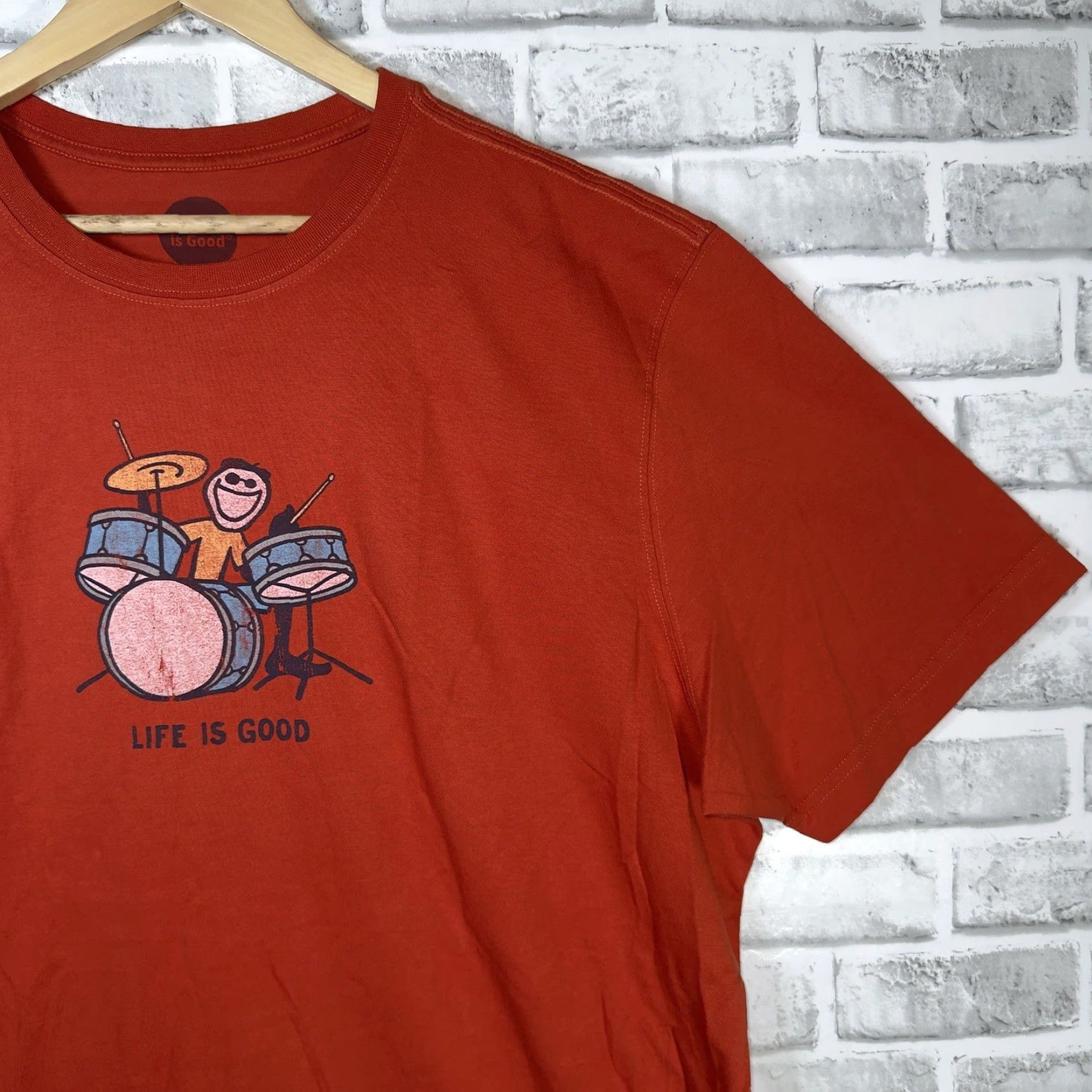 Life is Good VINTAGE Life is Good T-Shirt Men XXL Classic Fit Orange Drum Kit Graphic Tee Size US XXL / EU 58 / 5 - 2 Thumbnail