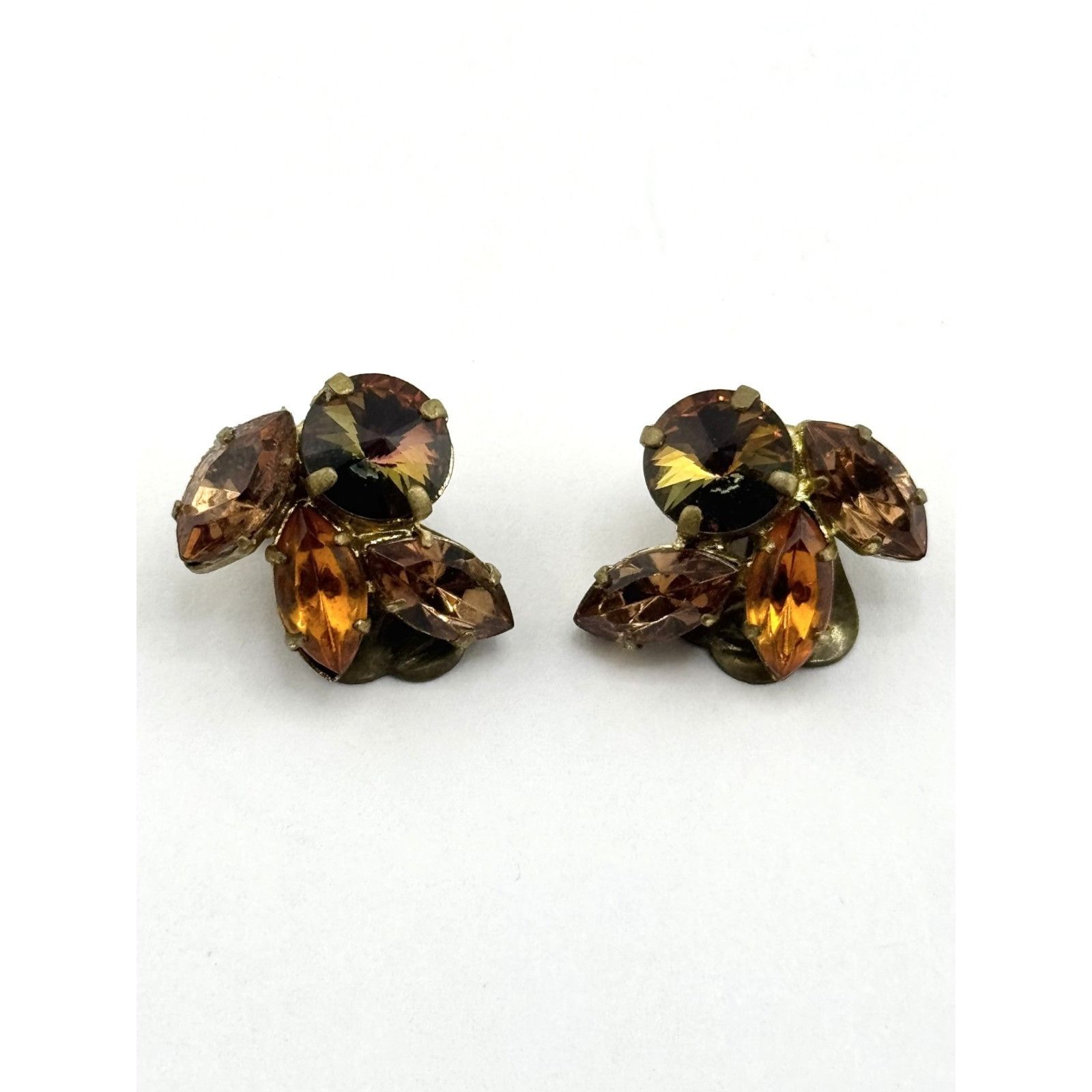 Vintage Vintage made in Austria brown rhinestone clip on earrings Size ONE SIZE - 3 Thumbnail