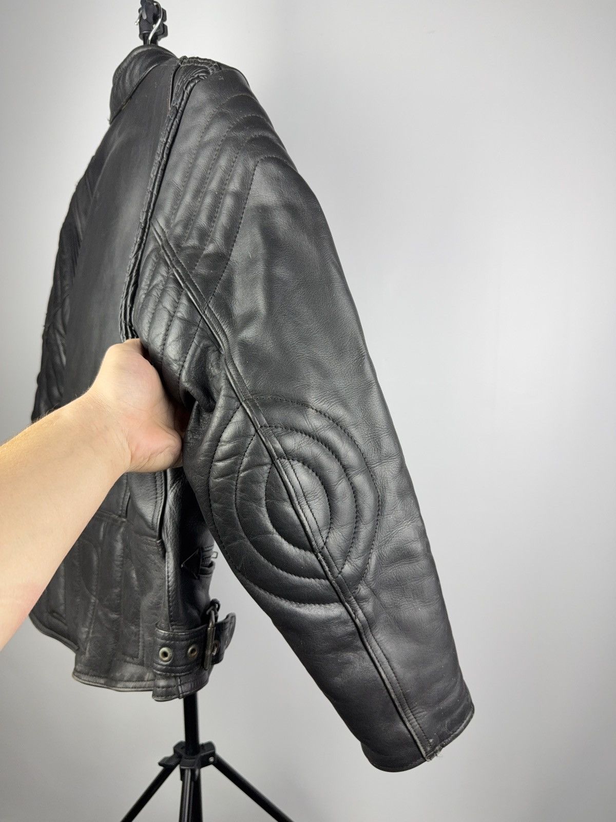 Leather Vntg 00s AKITO Heavy Leather Racing MOTO Bomber Jacket Punk Size US L / EU 52-54 / 3 - 17 Thumbnail