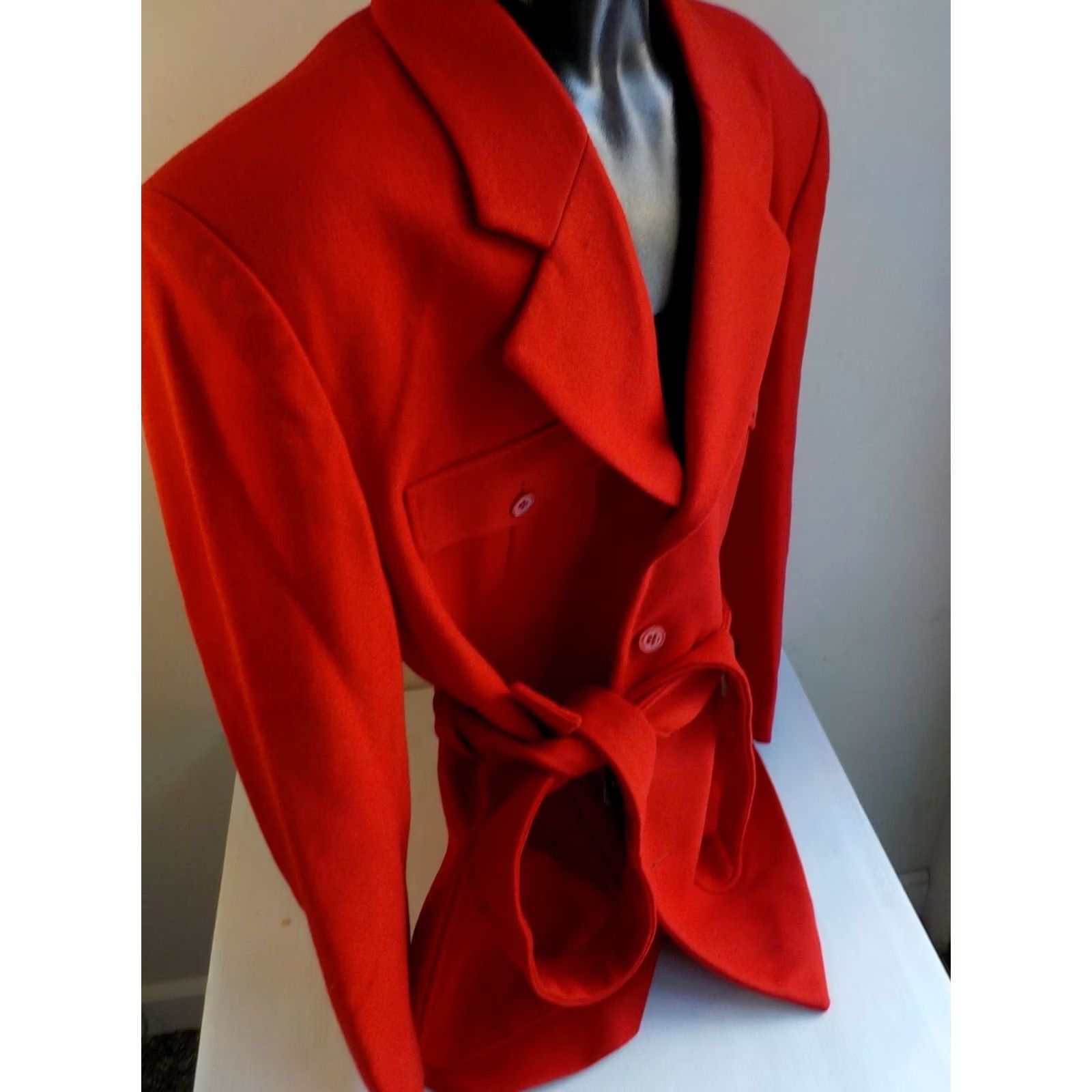 Vintage SUCCESSO Uomo By Phita Belted Mens Wool Blend Coat Red L NEW WITH TAGS Jacket Overcoat"} Size US L / EU 52-54 / 3 - 3 Thumbnail