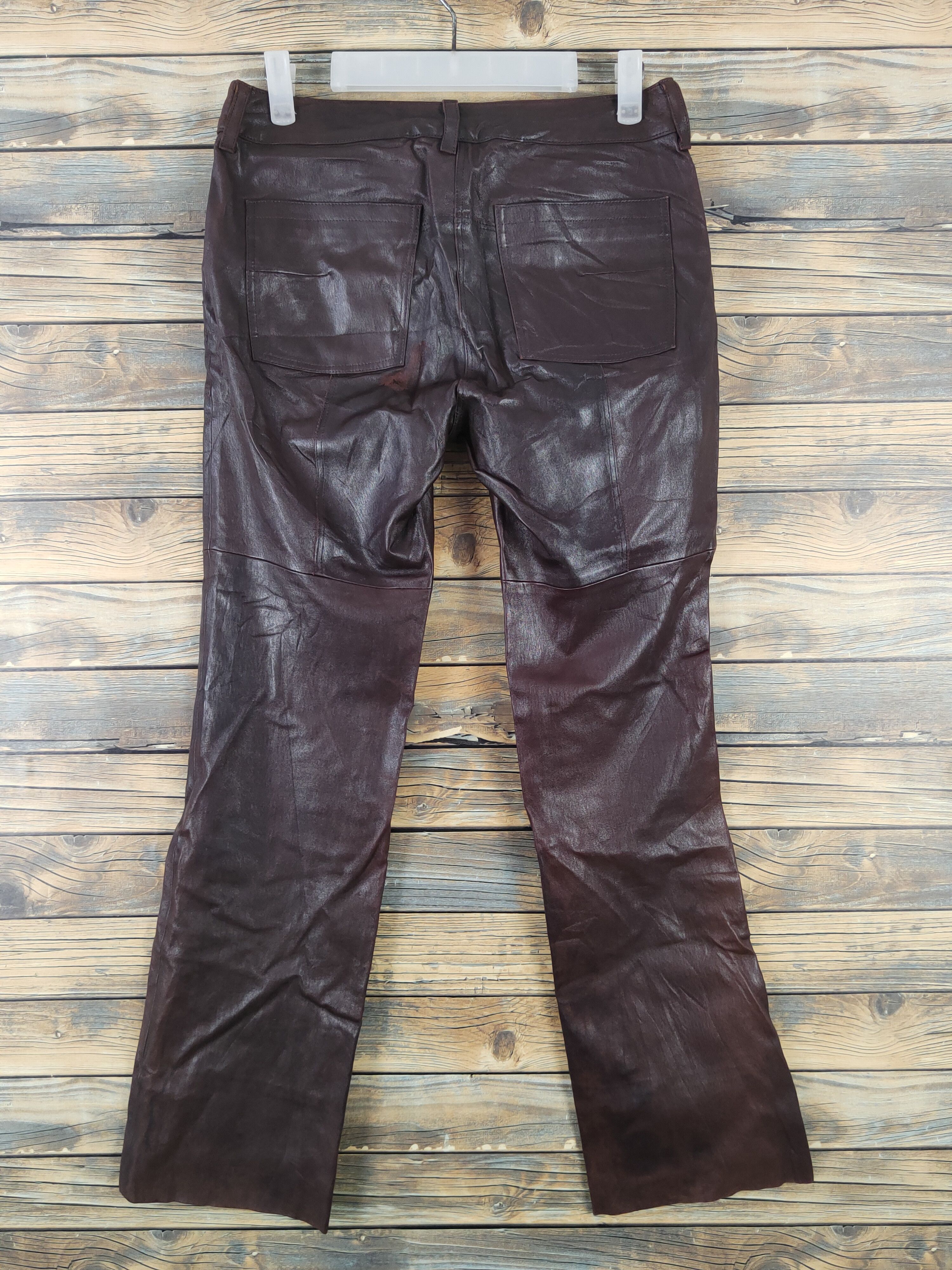 Leather DL Japan Vintage Dark Brown faded Leather lamb Pants #W1885 Size US 28 / EU 44 - 8 Thumbnail