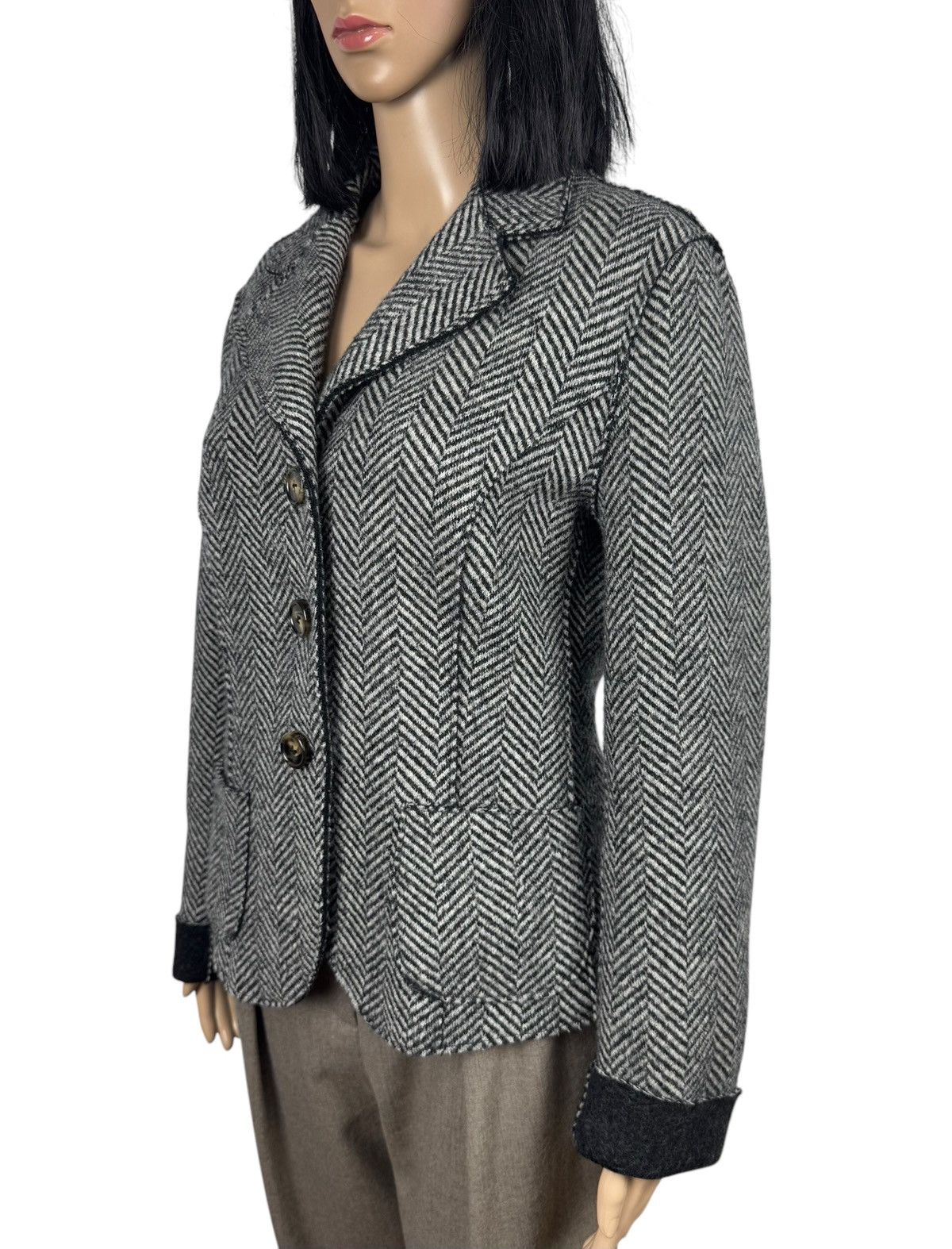 Weekend Max Mara Weekend Max Mara Herringbone Wool Blazer Jacket size US10 Size L / US 10 / IT 46 - 4 Thumbnail