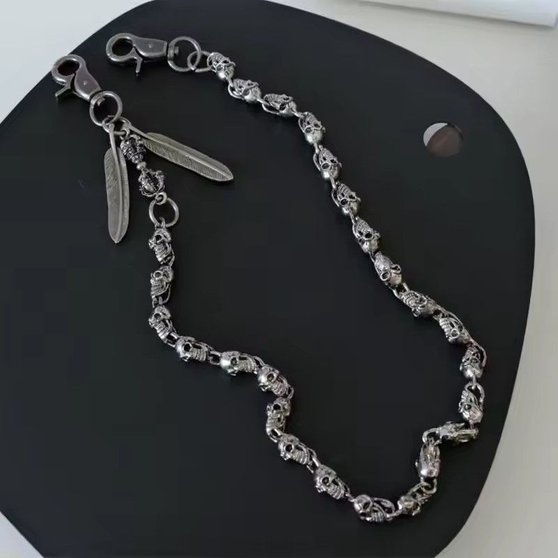 Jewelry Metal Skull Chain Wallet in Silver, Men's