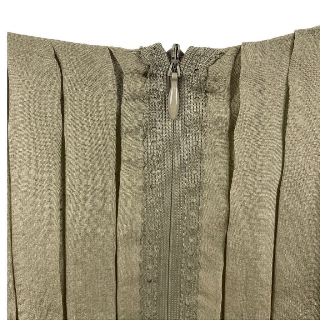 Other ANDY The-Ahn 100% Silk Pleated Olive Tunic Size 10 Size L / US 10 / IT 46 - 5 Thumbnail