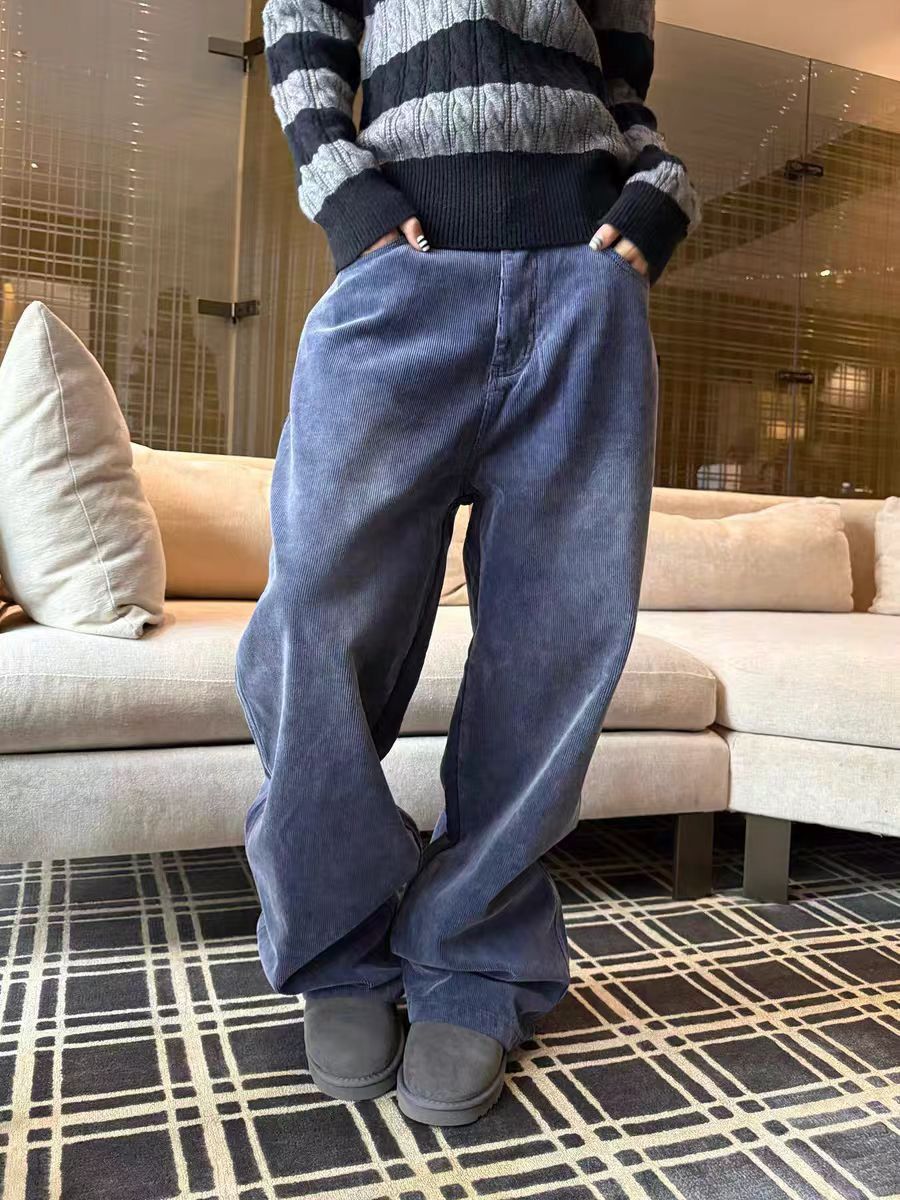 Jean Blue loose-fitting corduroy casual pants Size US 30 / EU 46 - 4 Thumbnail