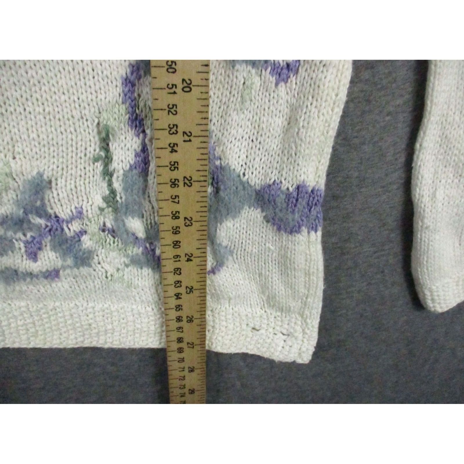 Vintage VINTAGE Jennifer Reed Sweater Medium Chunky Hand Knit Granny Flowers Spring White Womens Size M / US 6-8 / IT 42-44 - 3 Thumbnail