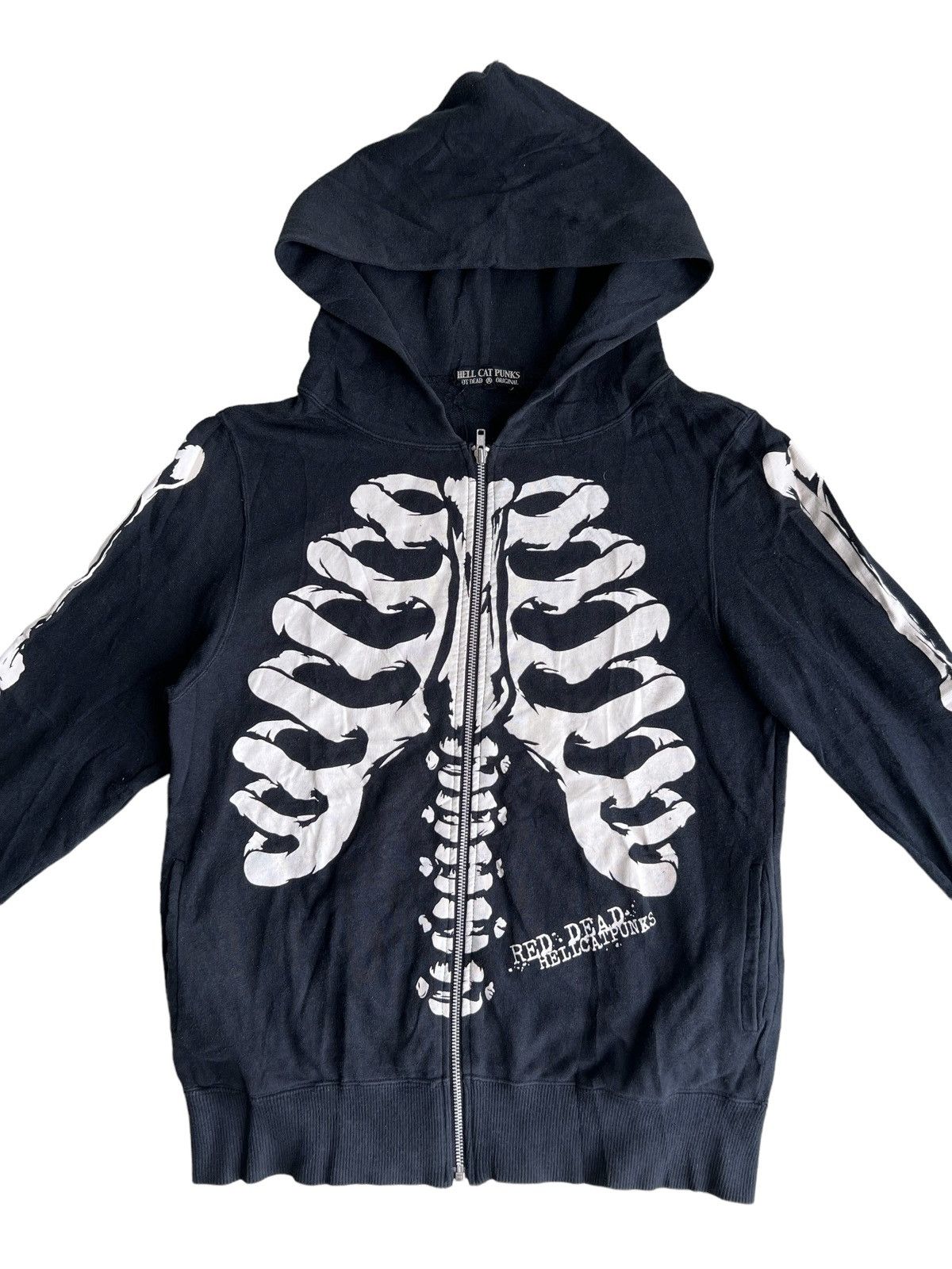 If Six Was Nine 1990s Hell Cat Punks 🇯🇵 3D Skeleton 💀 Full Zipper Hoodie Size US S / EU 44-46 / 1 - 3 Thumbnail