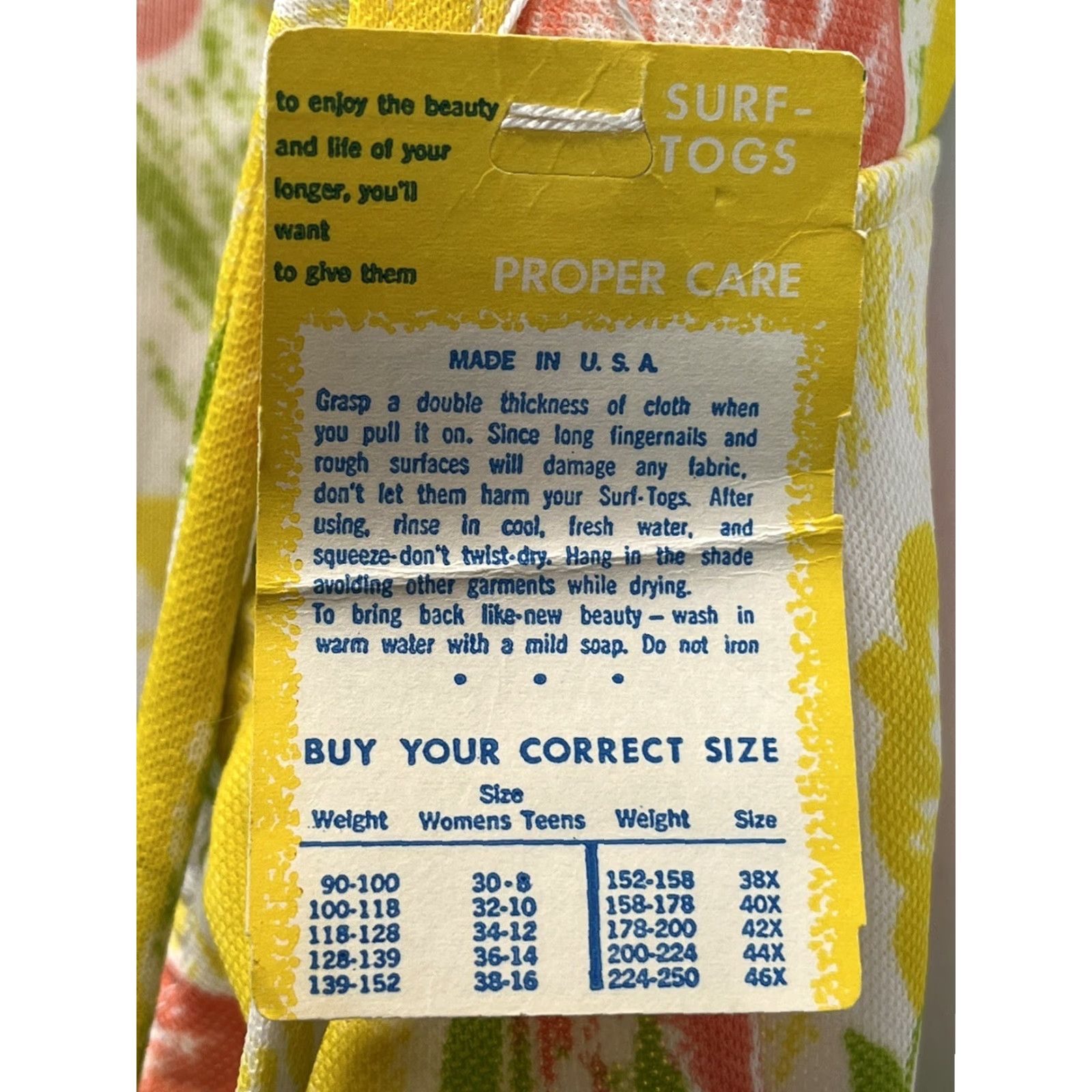 Vintage NEW! Vintage Surf Togs Mod One Piece Swimsuit Sz 16 NOS Pinup RARE 60’s Size ONE SIZE - 7 Thumbnail