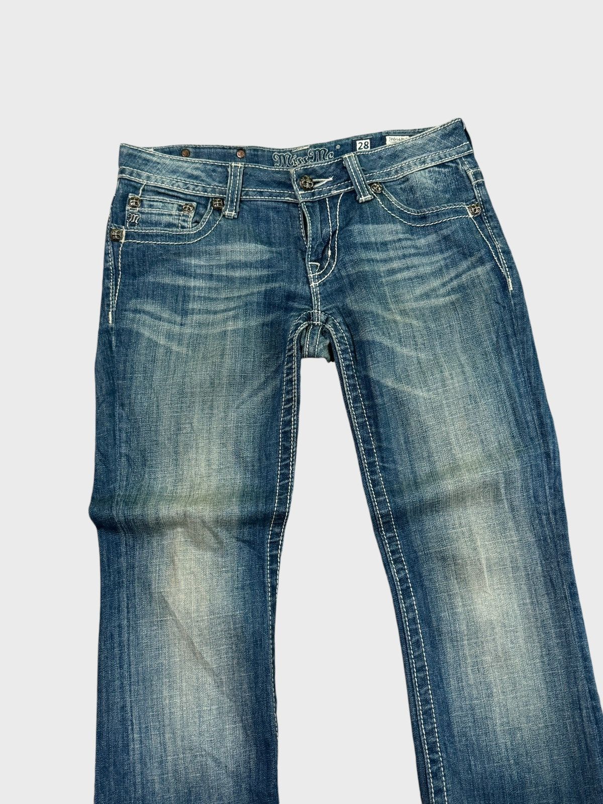 If Six Was Nine FLARE MISS ME CLAW MARK STUDDED CHAIN DENIM Size US 30 / EU 46 - 4 Thumbnail
