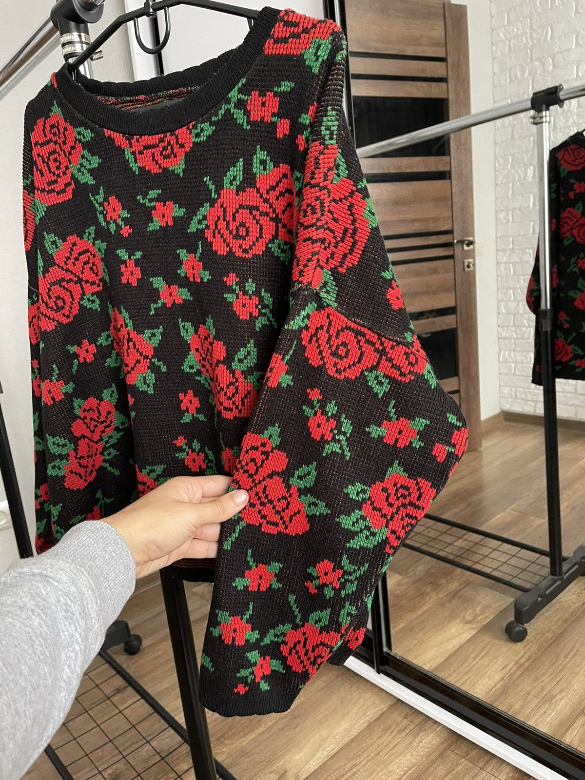 Japanese Brand Wakatsuki Chinatsu WC Roses Japanese Sweater Knit Pullover Size US M / EU 48-50 / 2 - 8 Thumbnail