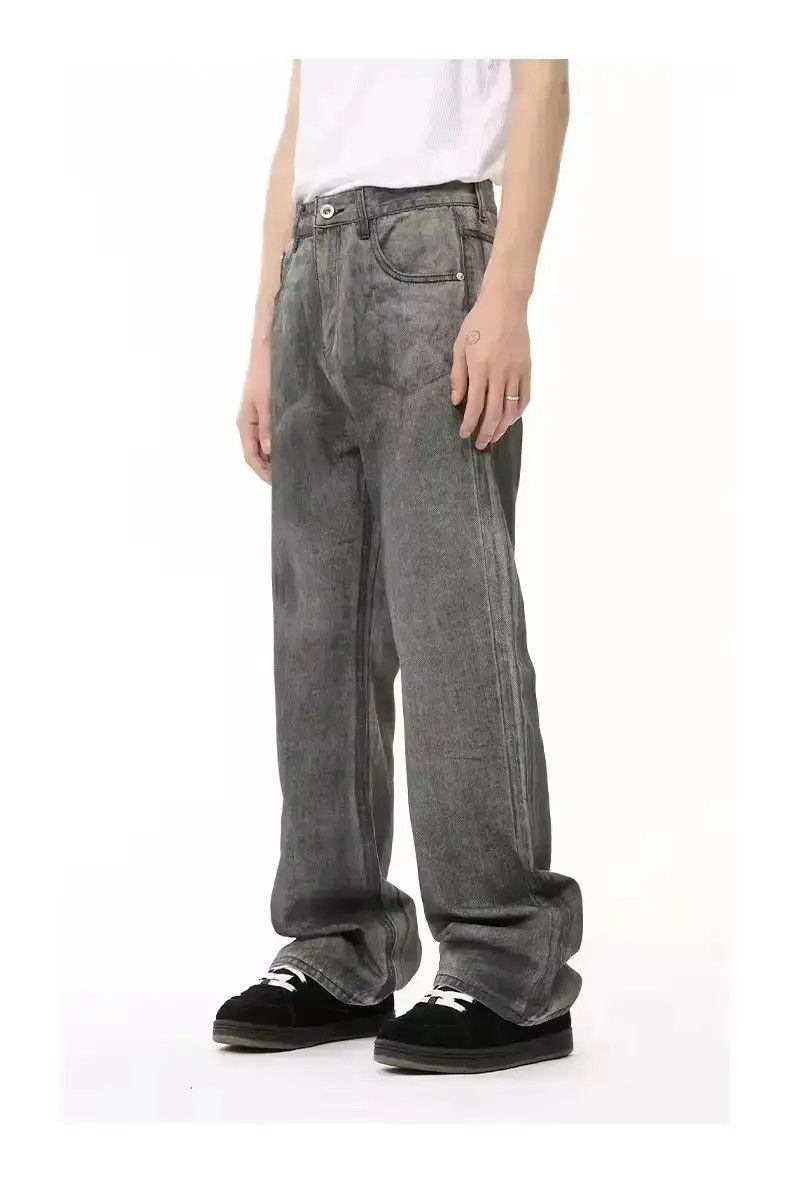 Japanese Brand Gray Stacked Washed Wide Leg Denim Jeans Size US 32 / EU 48 - 6 Thumbnail