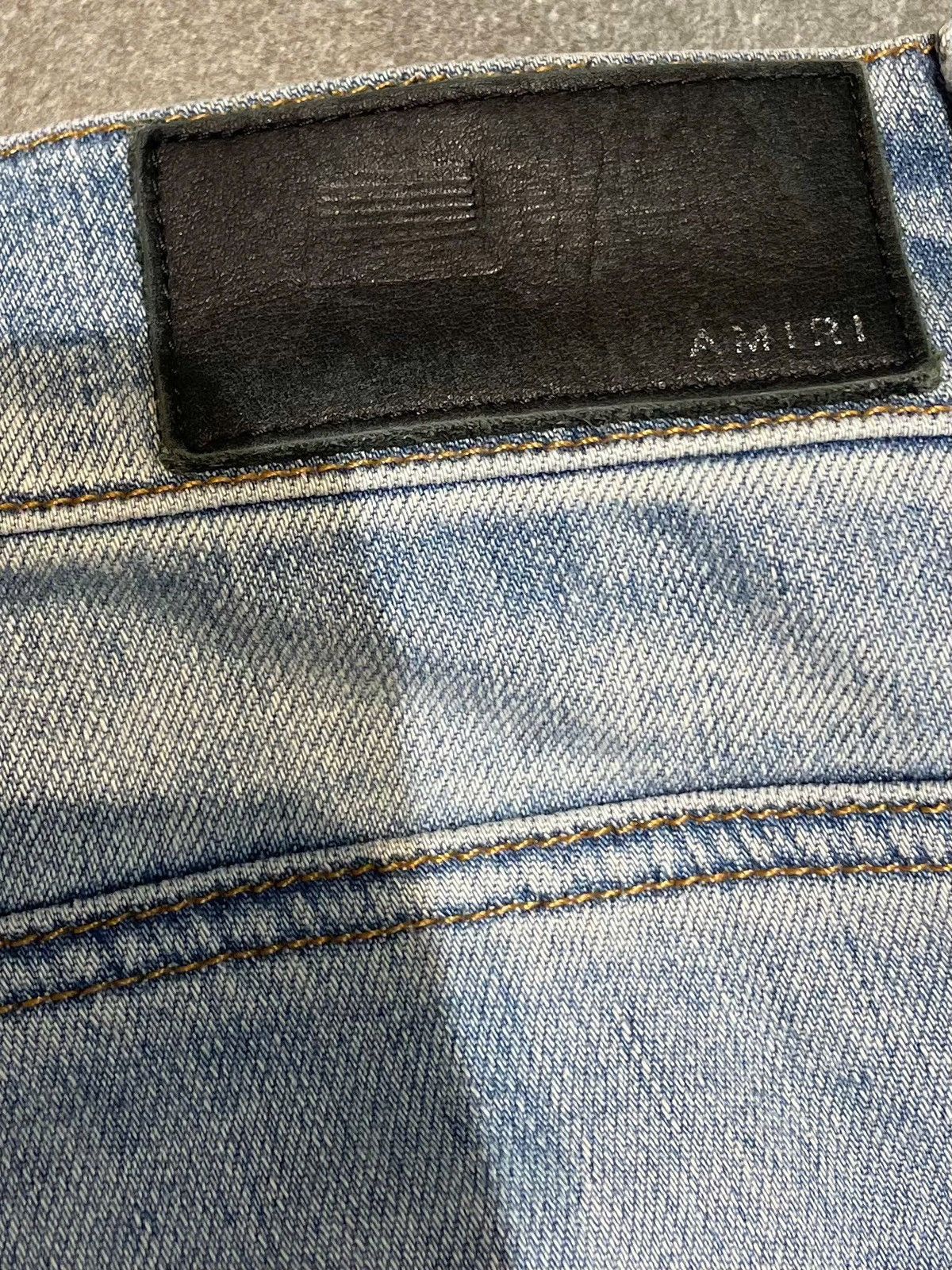 Amiri Amiri Blue Denim Brown Patch Jeans Size US 31 - 7 Thumbnail