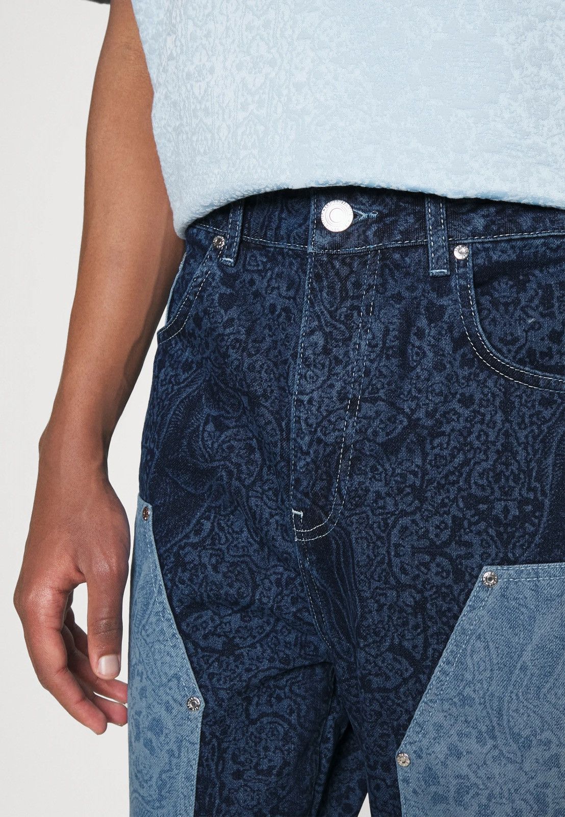 Les Benjamins !DS! SS23 Les Benjamins Horse Paisley Navy Denim Pants Size US 34 / EU 50 - 5 Thumbnail