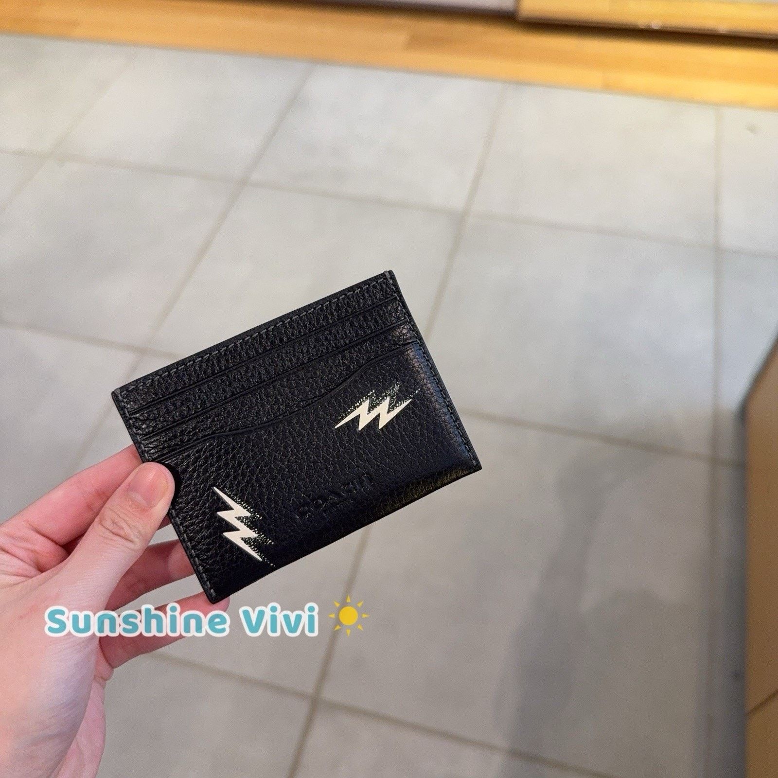 Coach NWT Coach Slim Id Card Case Lightning Bolt Print Black CDC81 Size ONE SIZE - 1 Thumbnail