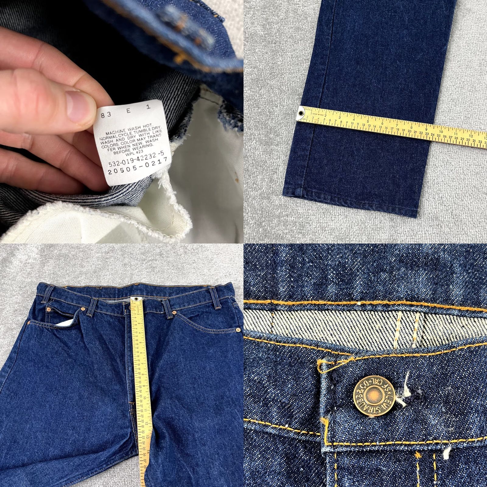 Levi's VINTAGE LEVI 505 Jeans Mens 40 x 30 Straight Blue Denim Orange Tab USA Made 80s Size US 40 / EU 56 - 8 Thumbnail