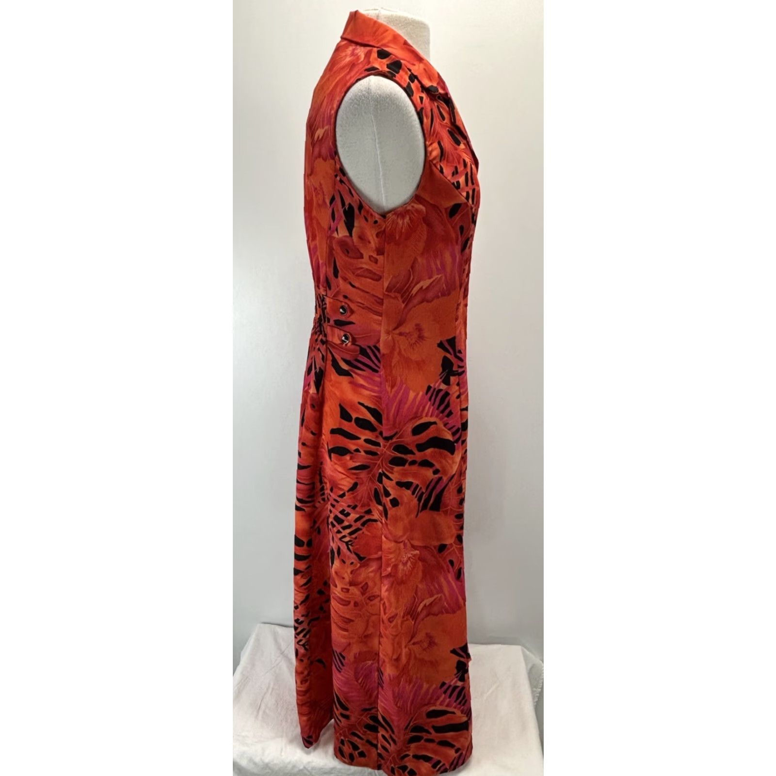 Vintage Vtg Carolina Colours Maxi Shirt Dress Sz 8 Women’s Tropical Button Front Floral Size M / US 6-8 / IT 42-44 - 4 Thumbnail