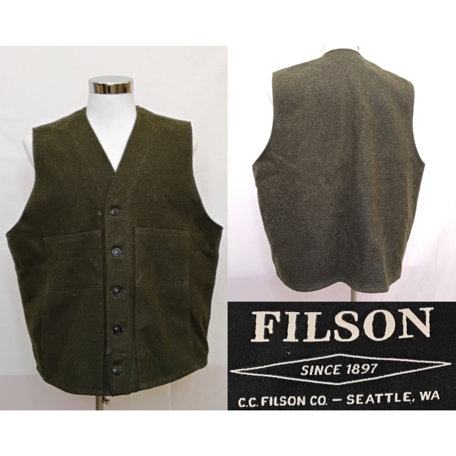Filson Filson Vest Mackinaw Wool Green Men's XXL Prof. Repair Size US XXL / EU 58 / 5 - 1 Thumbnail