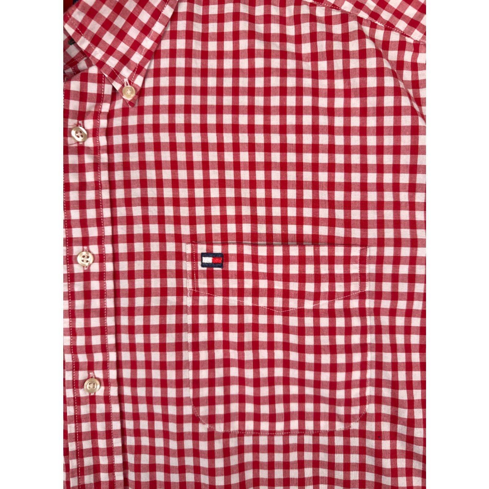 Tommy Hilfiger VINTAGE Tommy Hilfiger Shirt Men XL Red Plaid 100% Cotton Long Sleeve Pocket (Collared, Button-Down) Size US XL / EU 56 / 4 - 6 Thumbnail