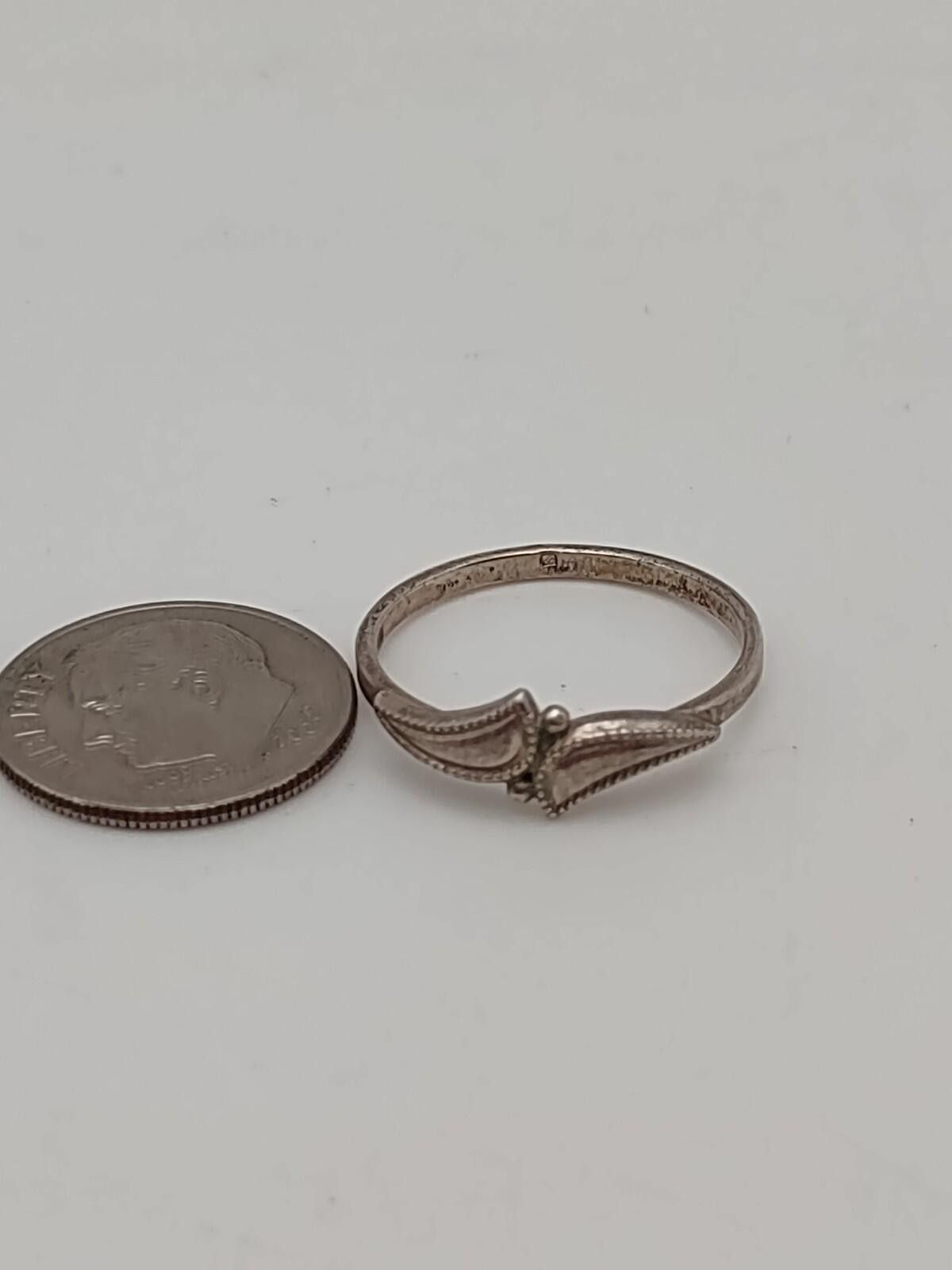 The Unbranded Brand VTG Sterling Silver Leaf Feather Ring 925 Boho Stacking 7.5 Size ONE SIZE - 3 Thumbnail